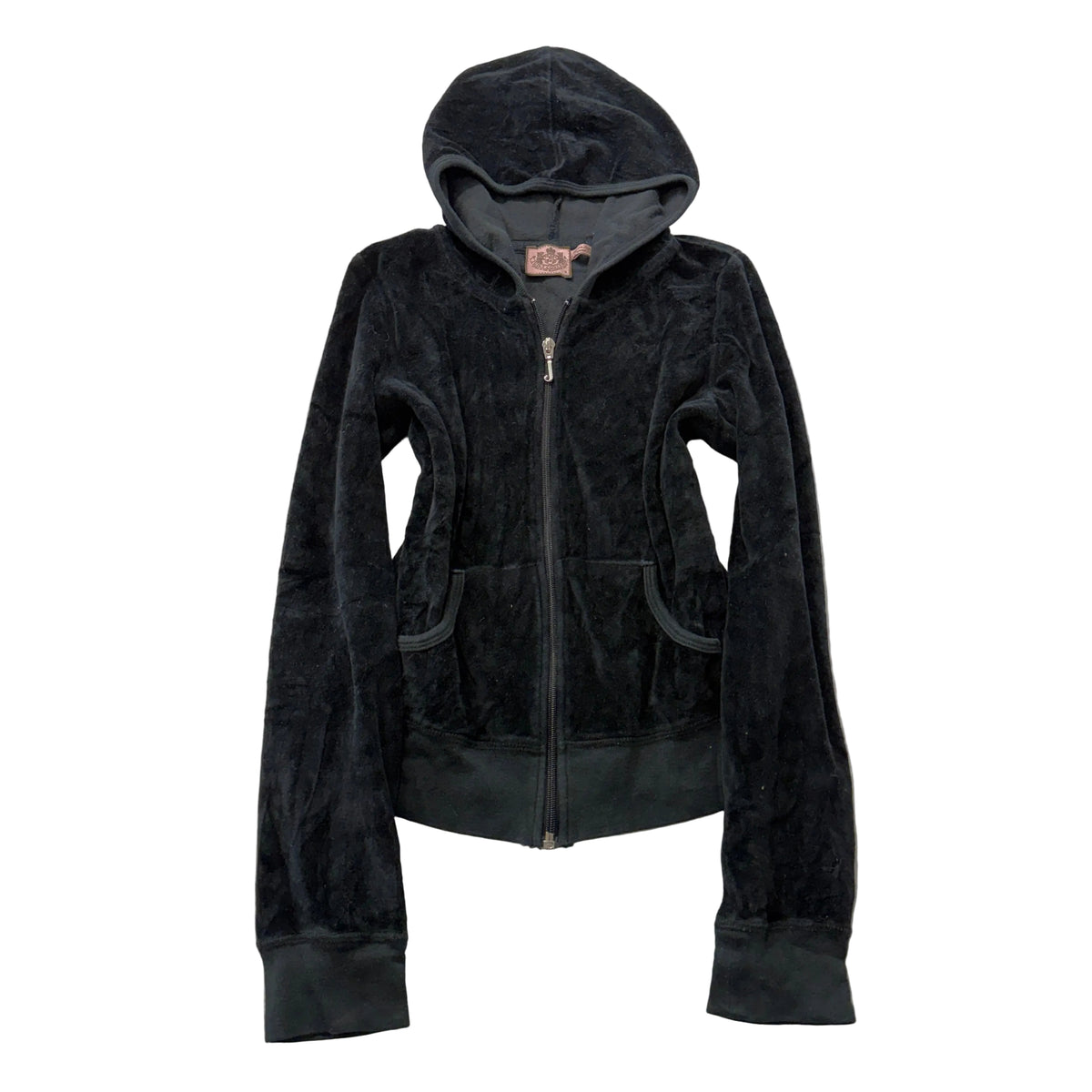 Vintage Juicy Couture Women's Black Zip-Up Hoodie Pockets Classic Y2K Size S