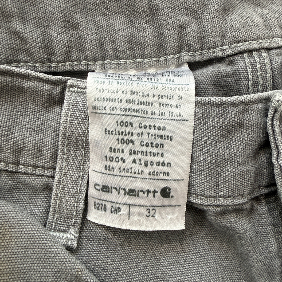 Carhartt B276 Men's Gray Canvas Duck Work Shorts Utility Carpenter Logo Size 32