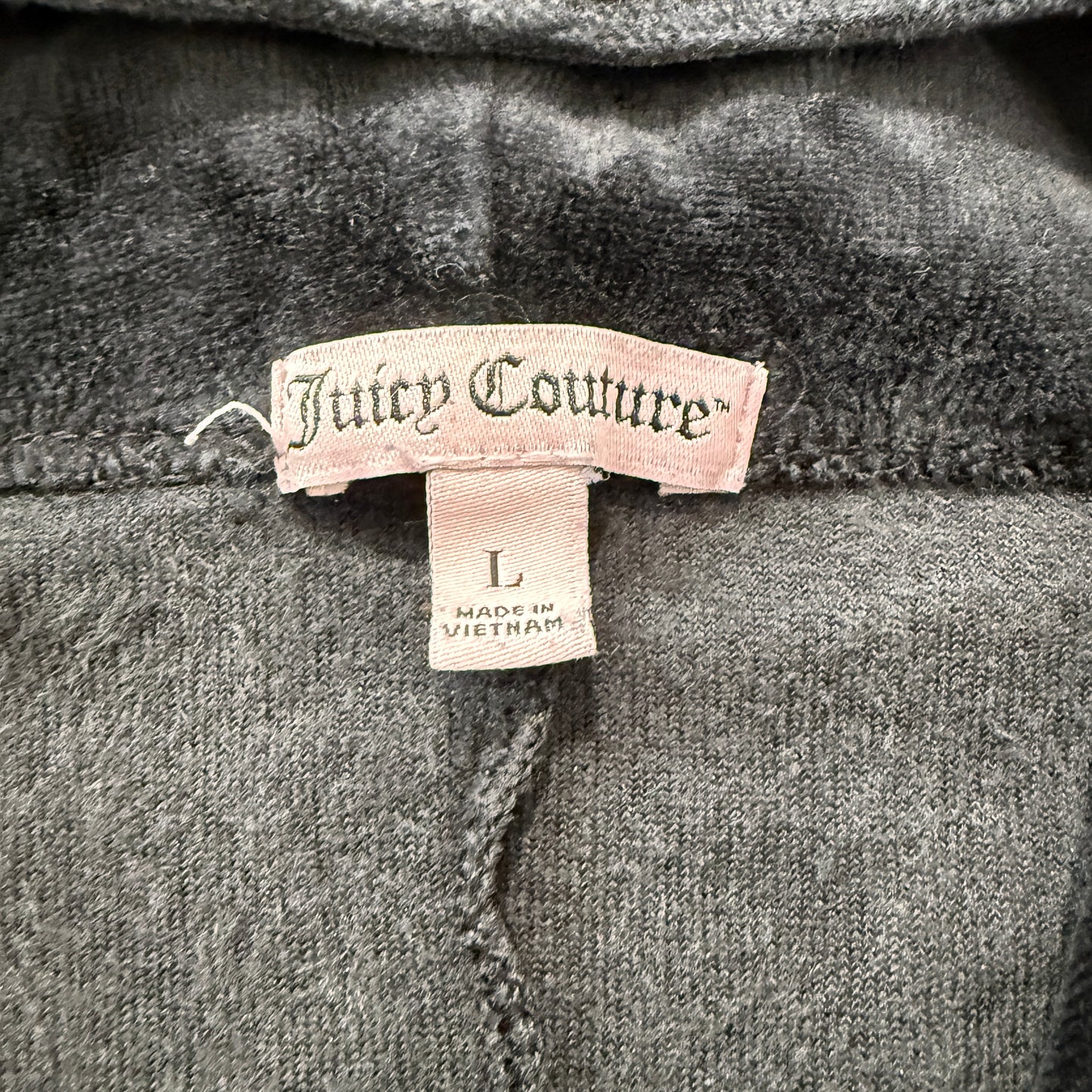 Juicy Couture Women's Black Velour Tracksuit Set Hoodie & Pant Pockets Size L