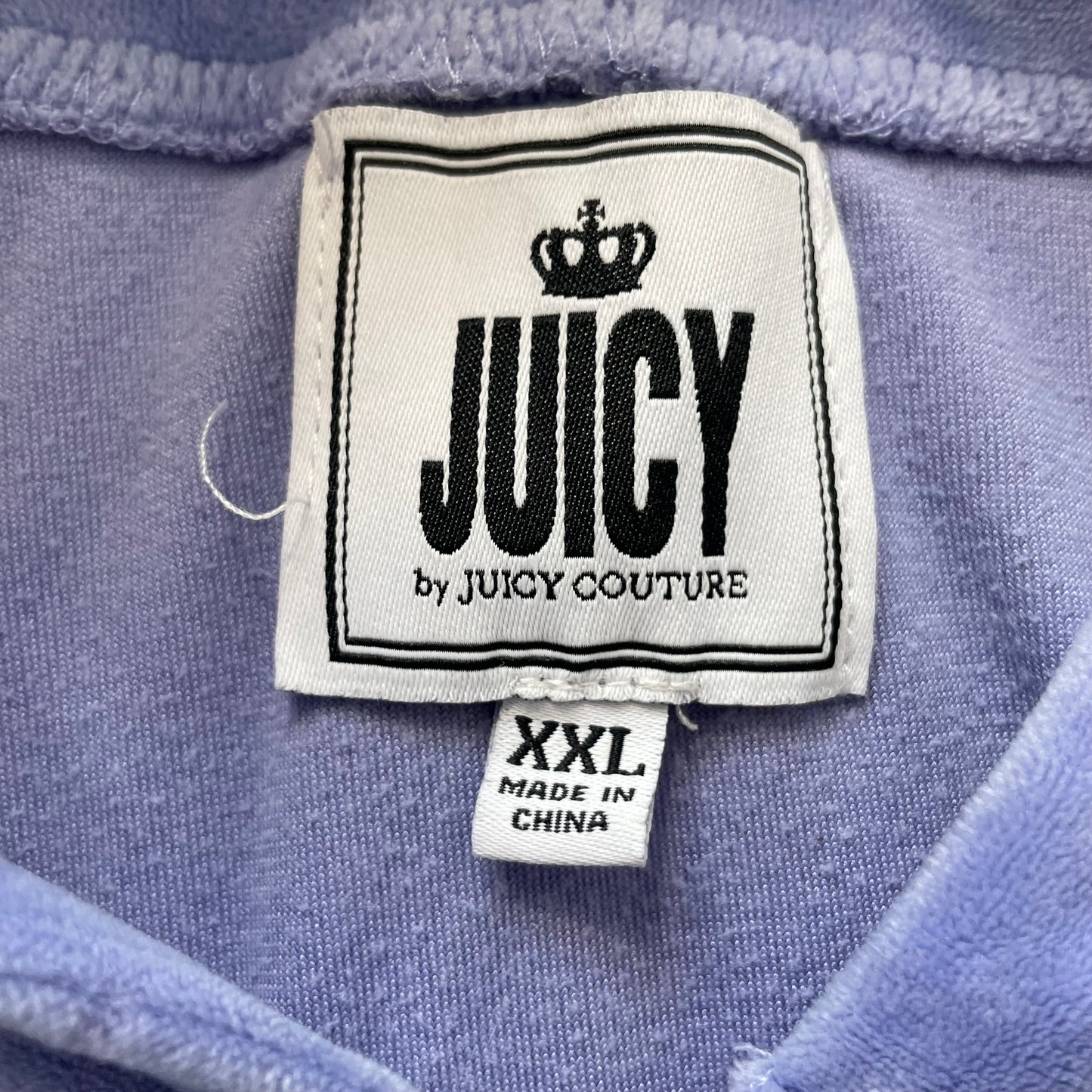 Juicy Couture Women's Periwinkle Blue Velour Zip Up Cropped Hoodie Logo Size 2XL