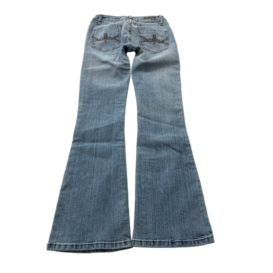 Bubblegum USA Y2K Low Rise Flare Jeans Light Wash Embroidered Size 3/4