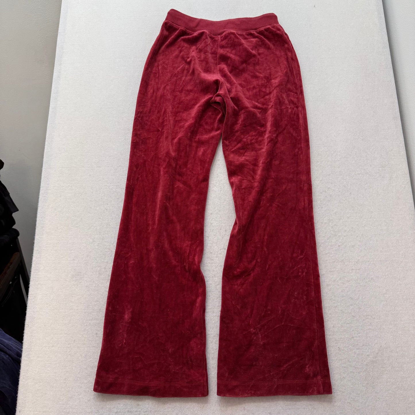 Vintage Juicy Couture Women's Crimson Velour Flared Track Pant Loungewear Size S