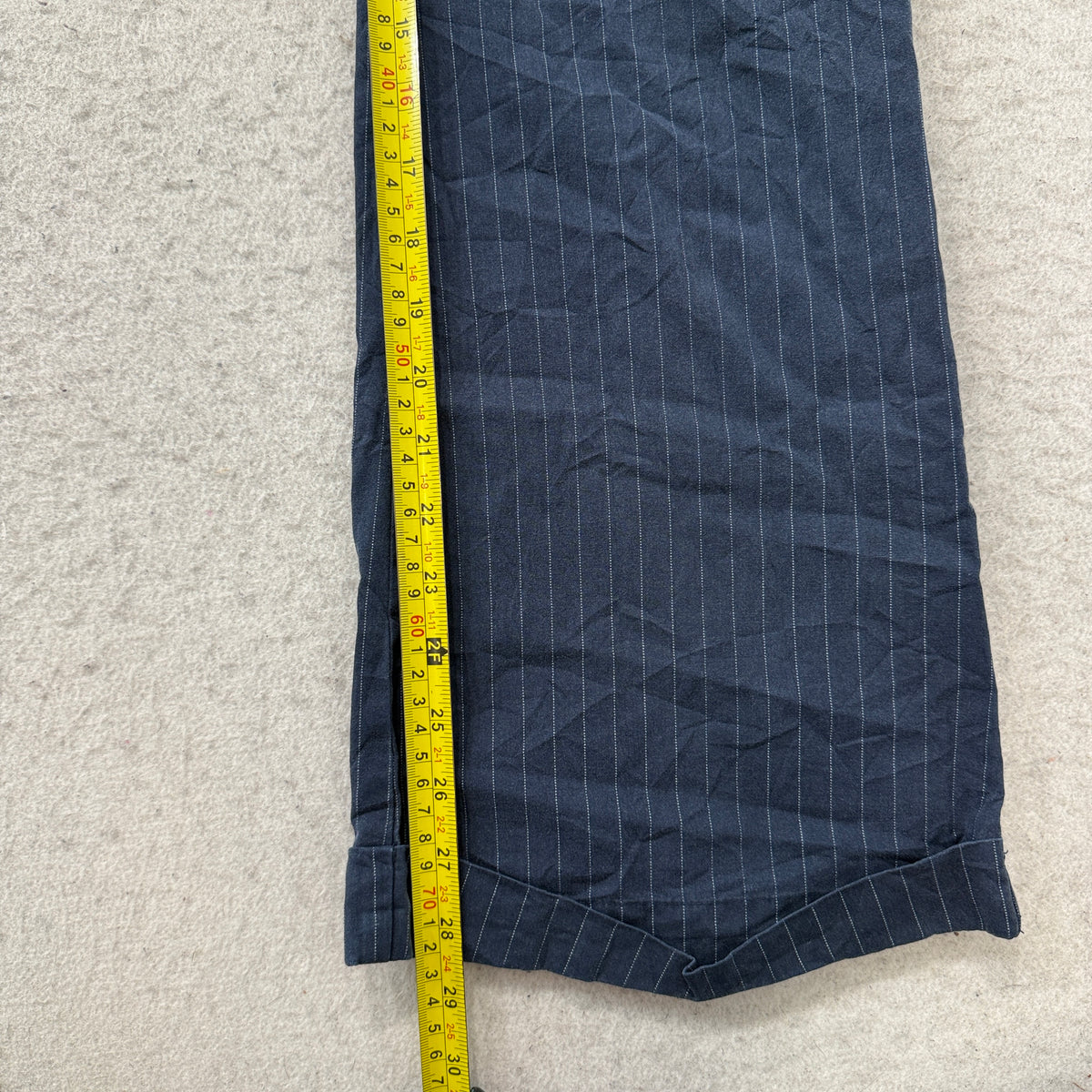 Dickies Womens Navy Pinstripe Flare Pants Size S photo 6