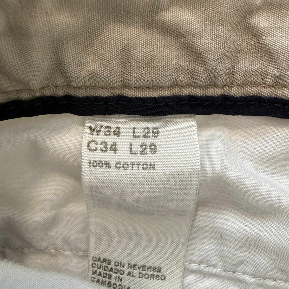 Dockers Men's Tan Straight Leg Cotton Chino Pants Casual Pockets Size W34xL29