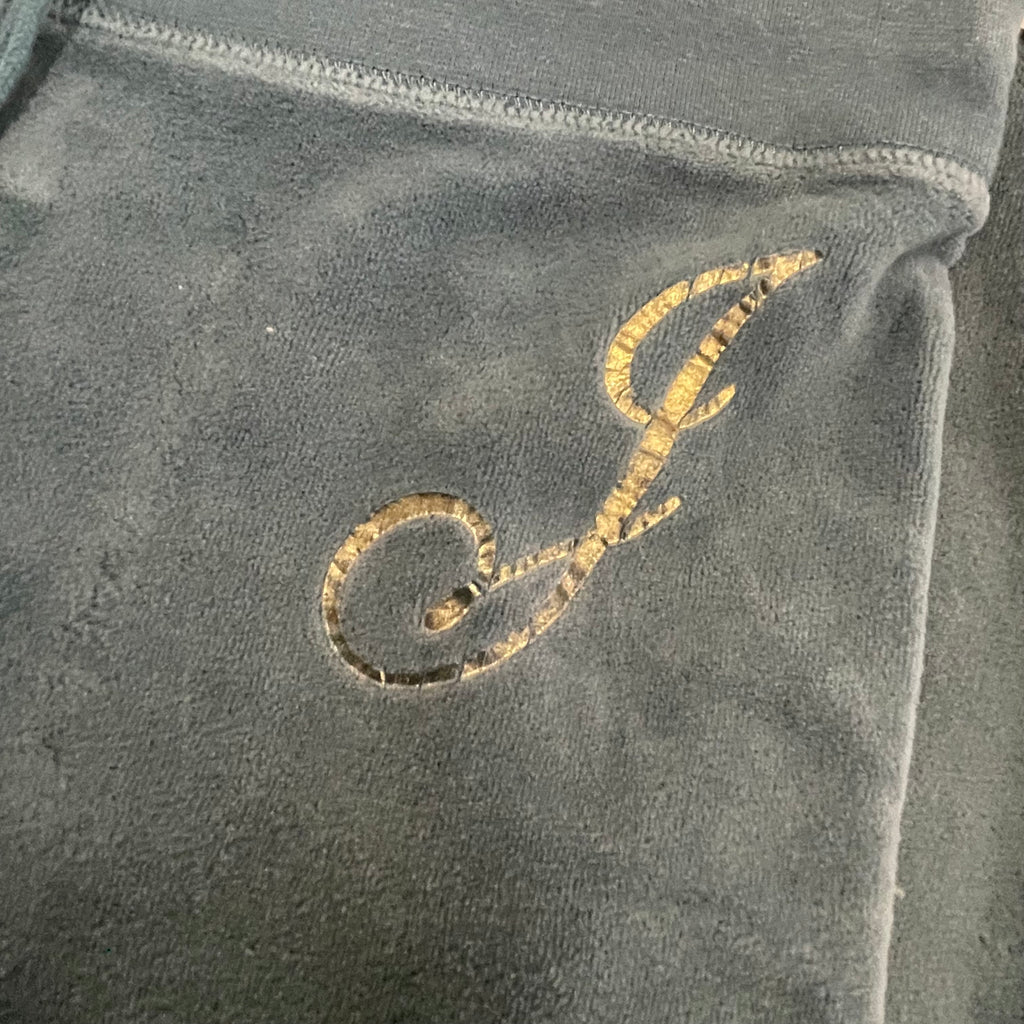 Vintage Juicy couture front design blue velour flared pants size S