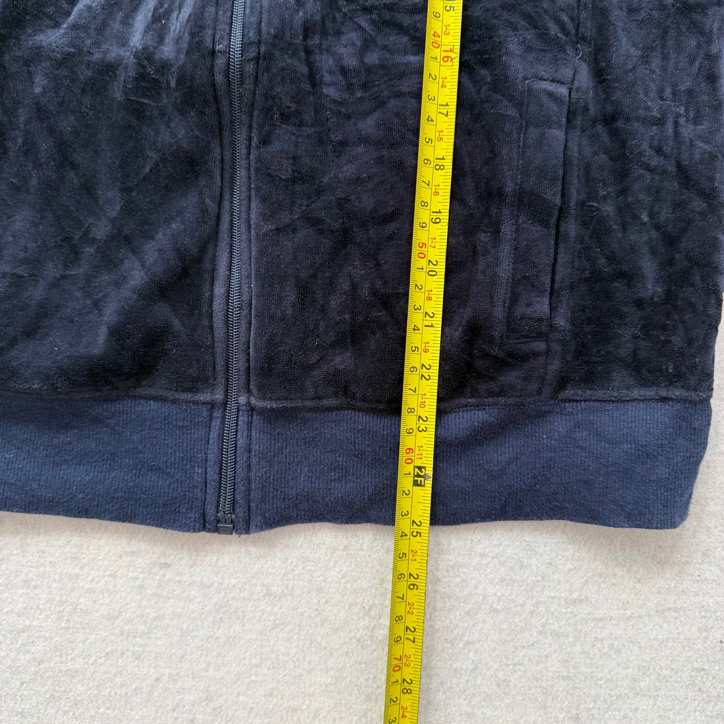 Juicy Couture Women Navy Blue Velour Full Zip Track Jacket Mock Neck Y2K Size XL
