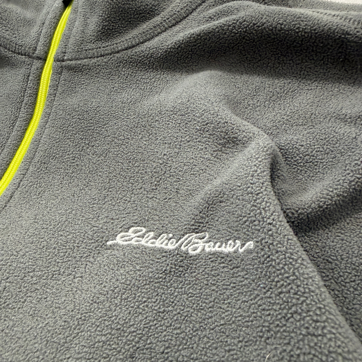 Eddie Bauer Men's Charcoal Grey Quarter Zip Sweatshirt Classic Logo Y2K Size L