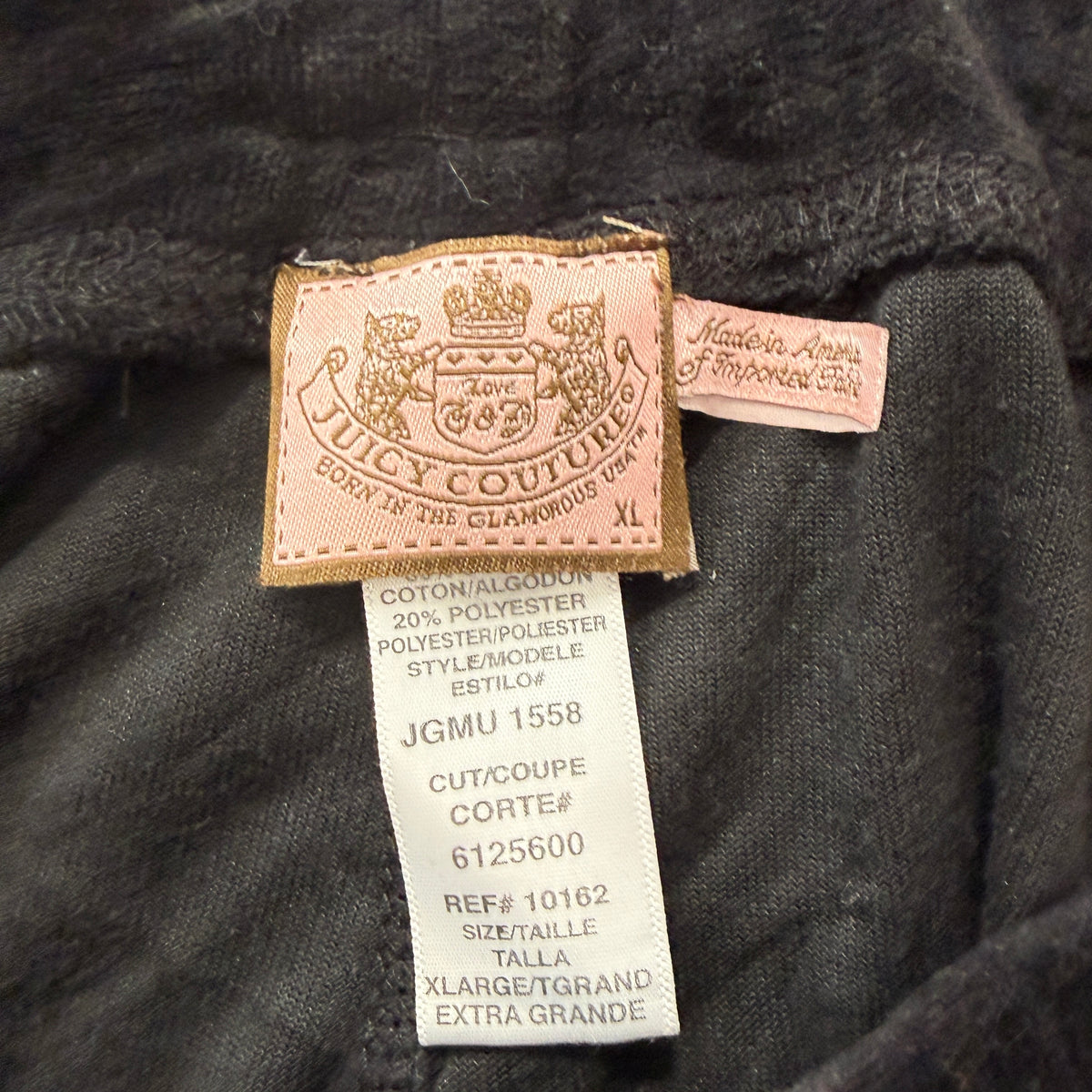 Juicy Couture Women's Black Velour Flared Track Pants Drawstring Classic Size XL