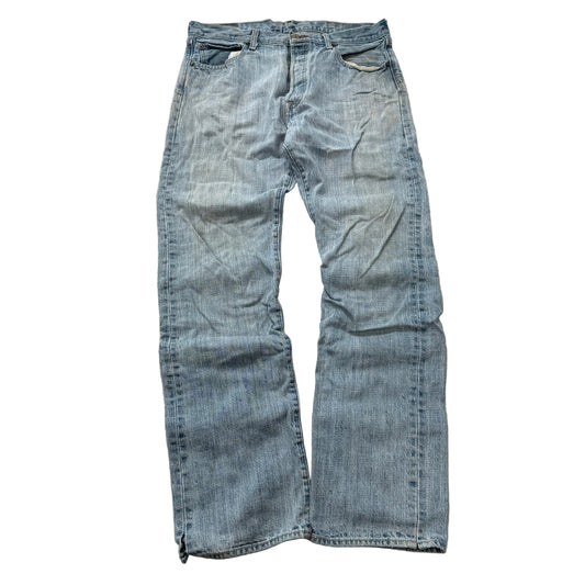 Levi's 501 Button Fly Jeans Men's Light Wash Blue Straight Leg Size 34 photo 1
