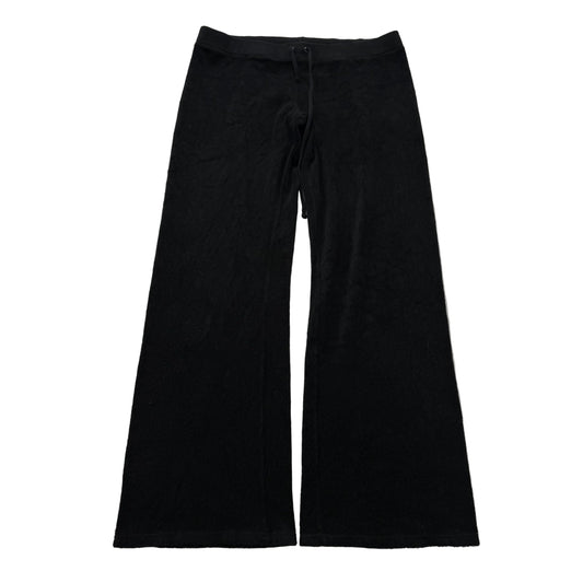 2003 Vintage Juicy Couture Womens Black Velour Flared Track Pant Low Rise Size L