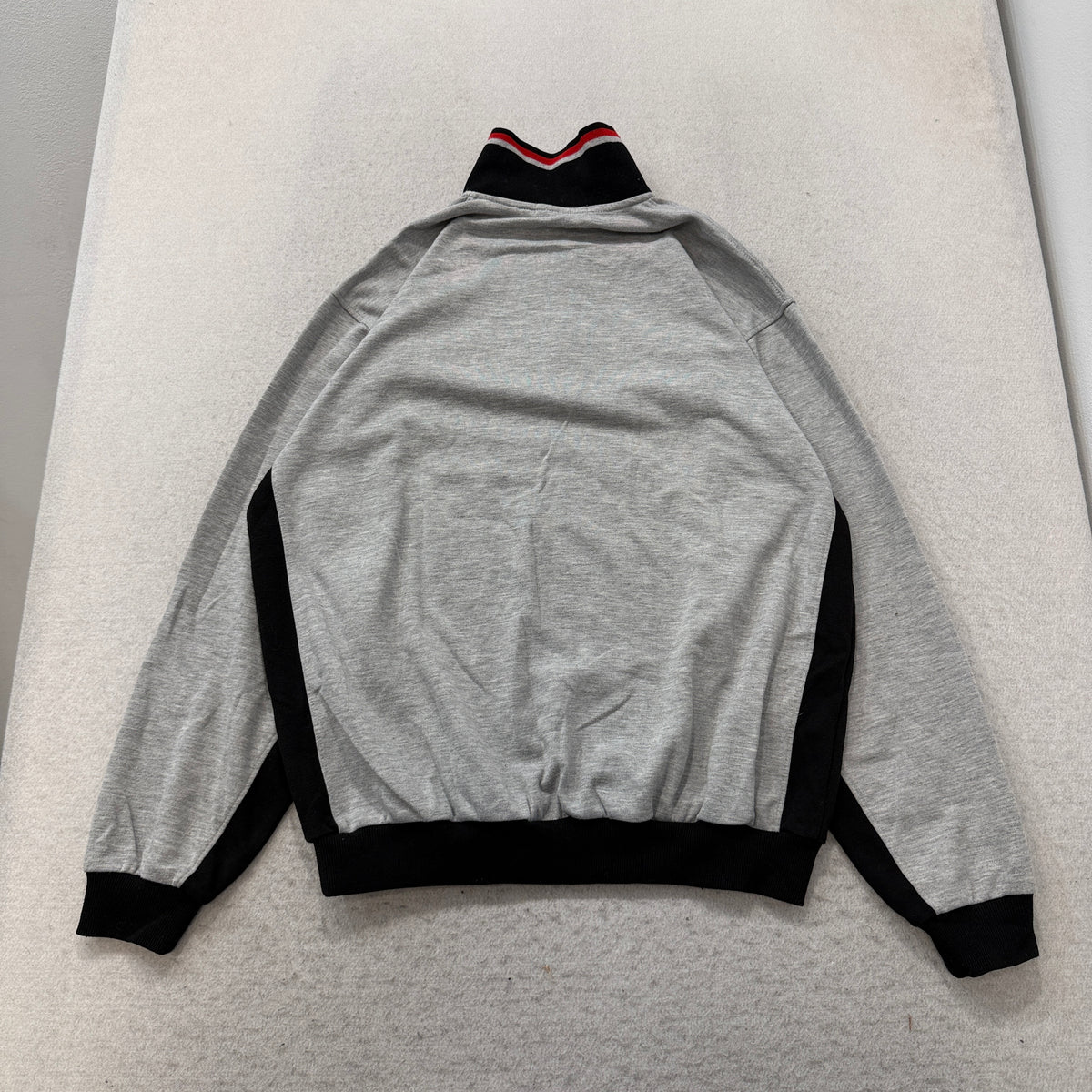VTG LA Roulette Sports Men Gray Black Colorblock 1/4 Zip Sweatshirt Logo Size XL