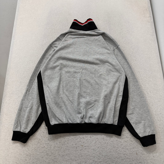 VTG LA Roulette Sports Men Gray Black Colorblock 1/4 Zip Sweatshirt Logo Size XL