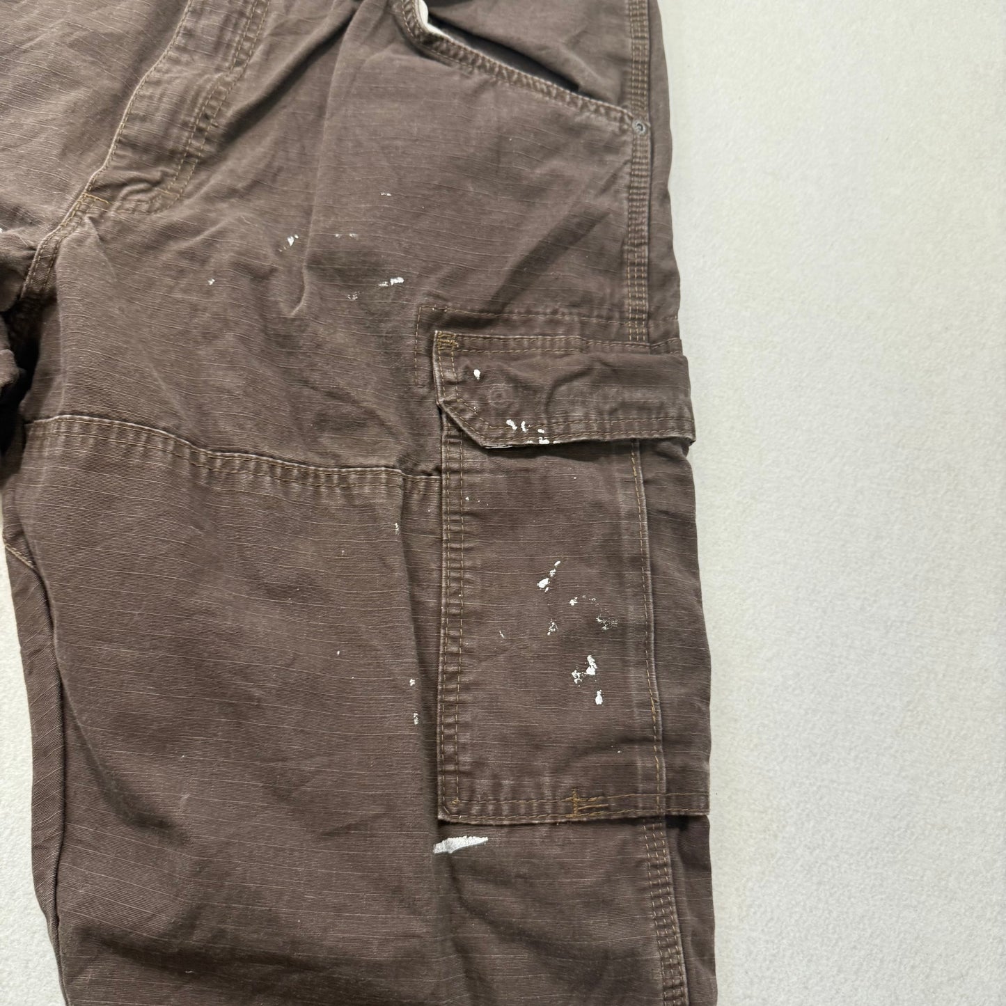 Wrangler Riggs Men's Brown Cotton Relaxed Carpenter Pant Utility Pockets Size 36