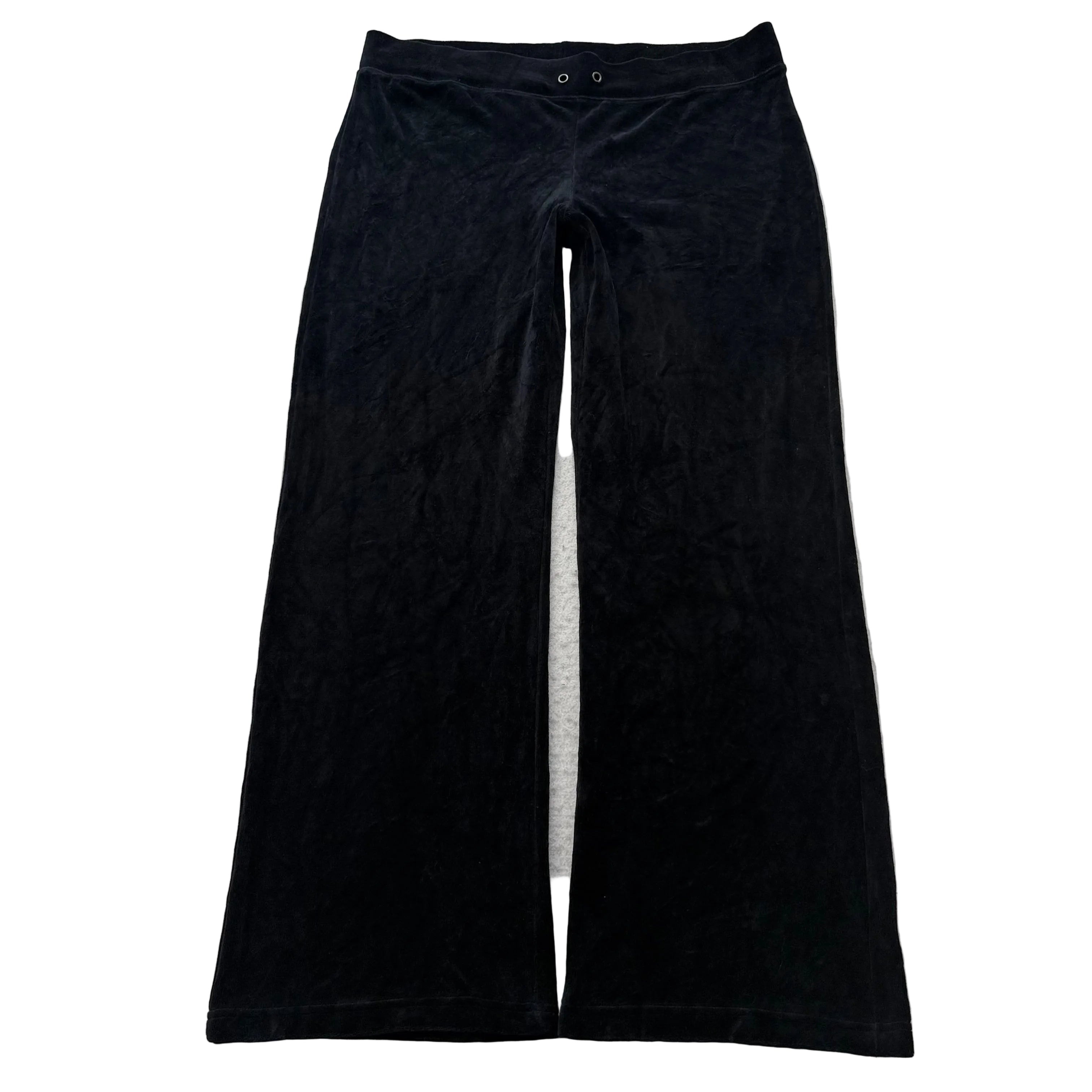Juicy Couture Women's Jet Black Velour Flared Leg Track Pants Loungewear Size XL
