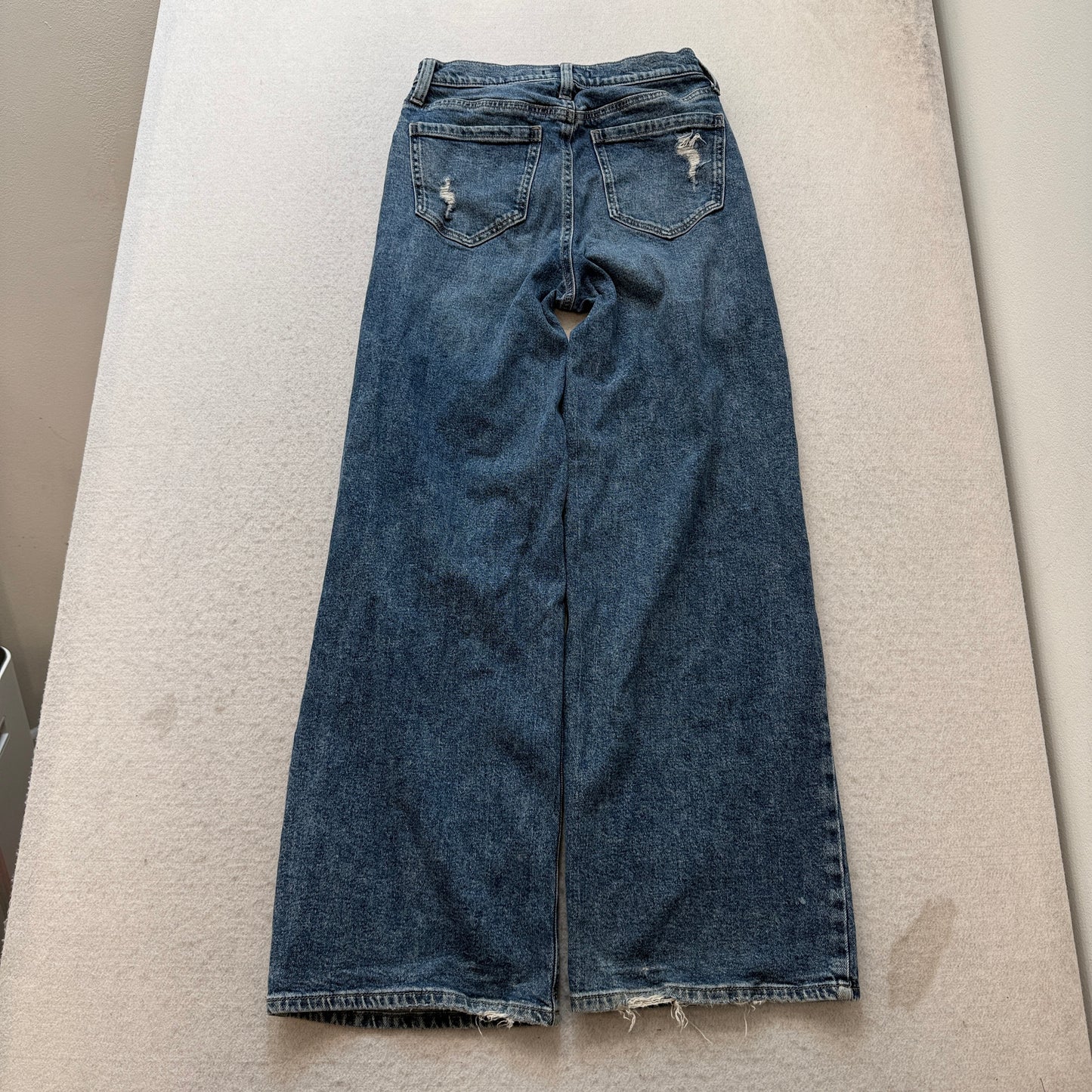 SO Goods For Life Women's Blue Wide Leg Distressed Denim Jeans Casual Size 7/2W