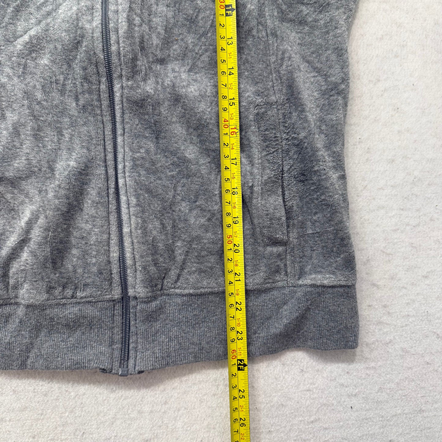 Vintage Juicy Couture Gray Velour Tracksuit Set Zip Up Jacket & Pant Y2k Size L