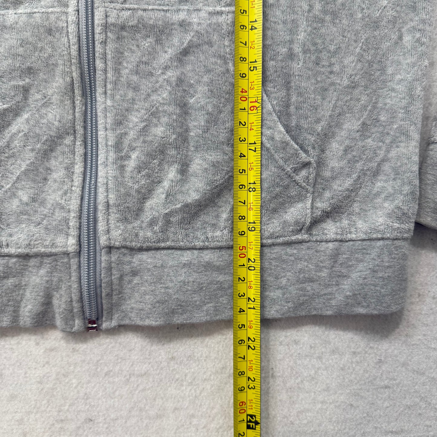 Juicy Couture Gray Velour Tracksuit Set Zip Up Hoodie & Flared Pants Y2K Size S