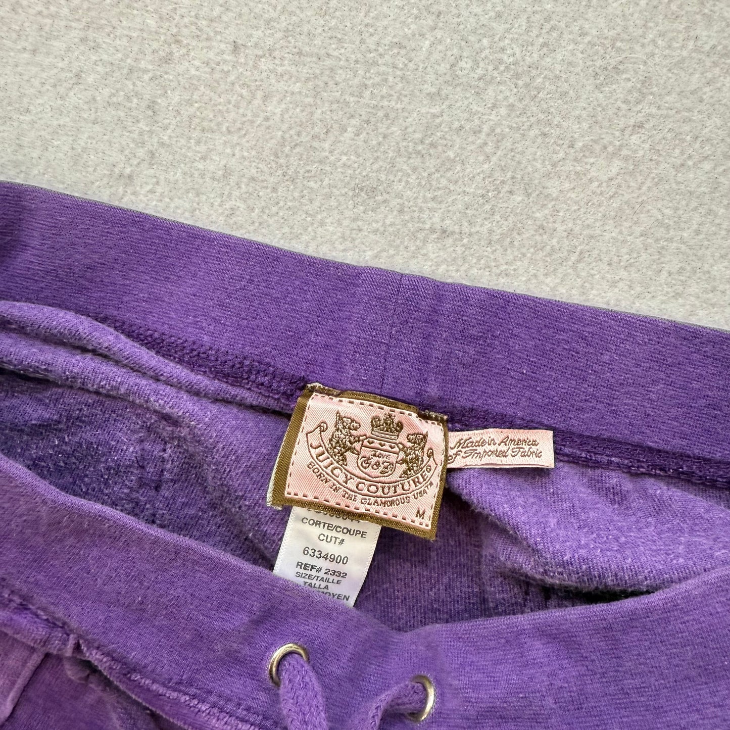Juicy Couture Women's Purple Velour Flare Track Pant Low Rise Flap Pocket Size M