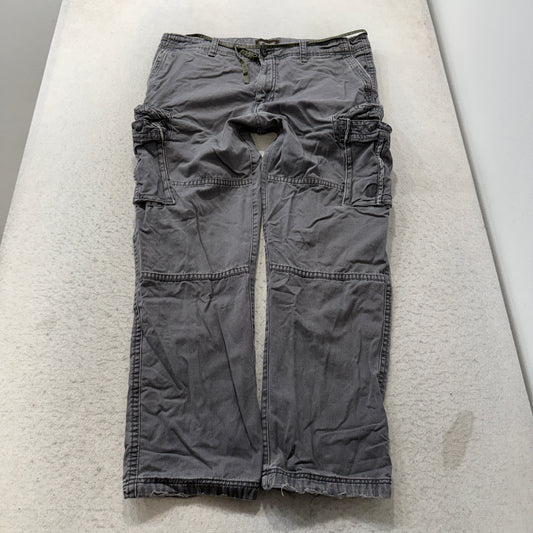No Boundaries Cargo Pants Men's Gray Cotton Utility Pockets Relaxed Size 38x32 photo 1