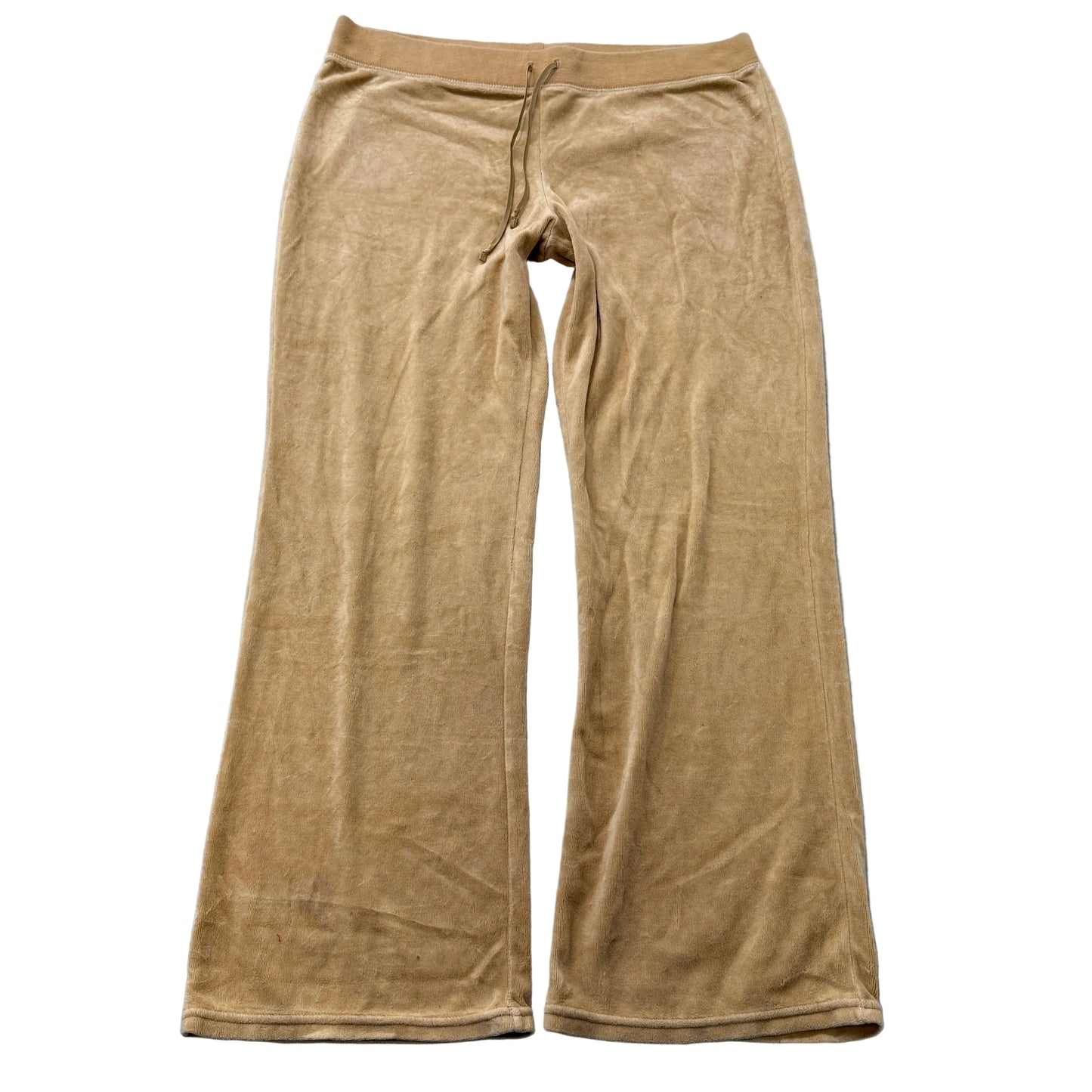Vintage Juicy Couture Women's Camel Velour Flared Track Pants Drawstring Size L