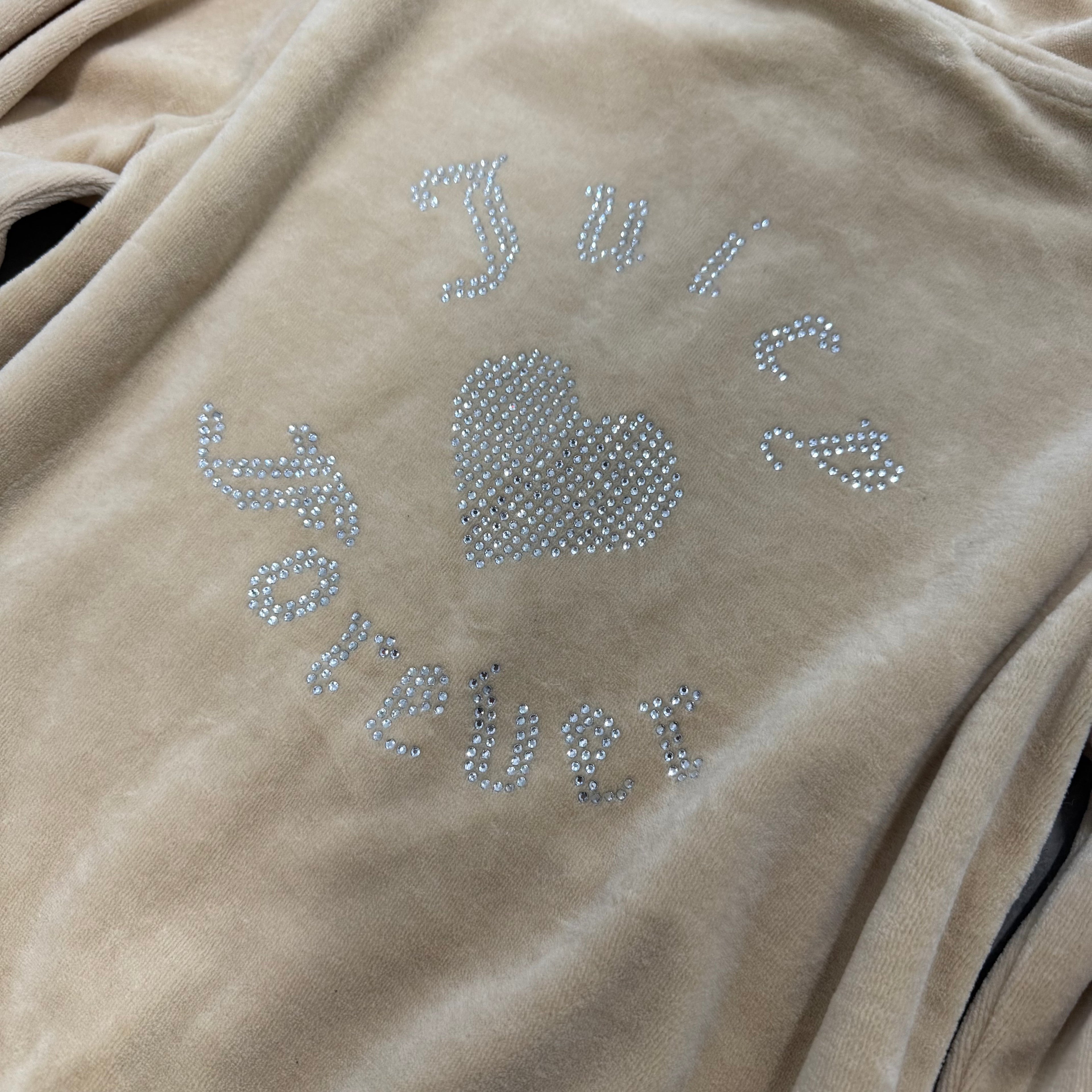 Sand Velour Juicy Couture X Forever 21 Hoodie w/ Rare Rhinestone Design SIZE M