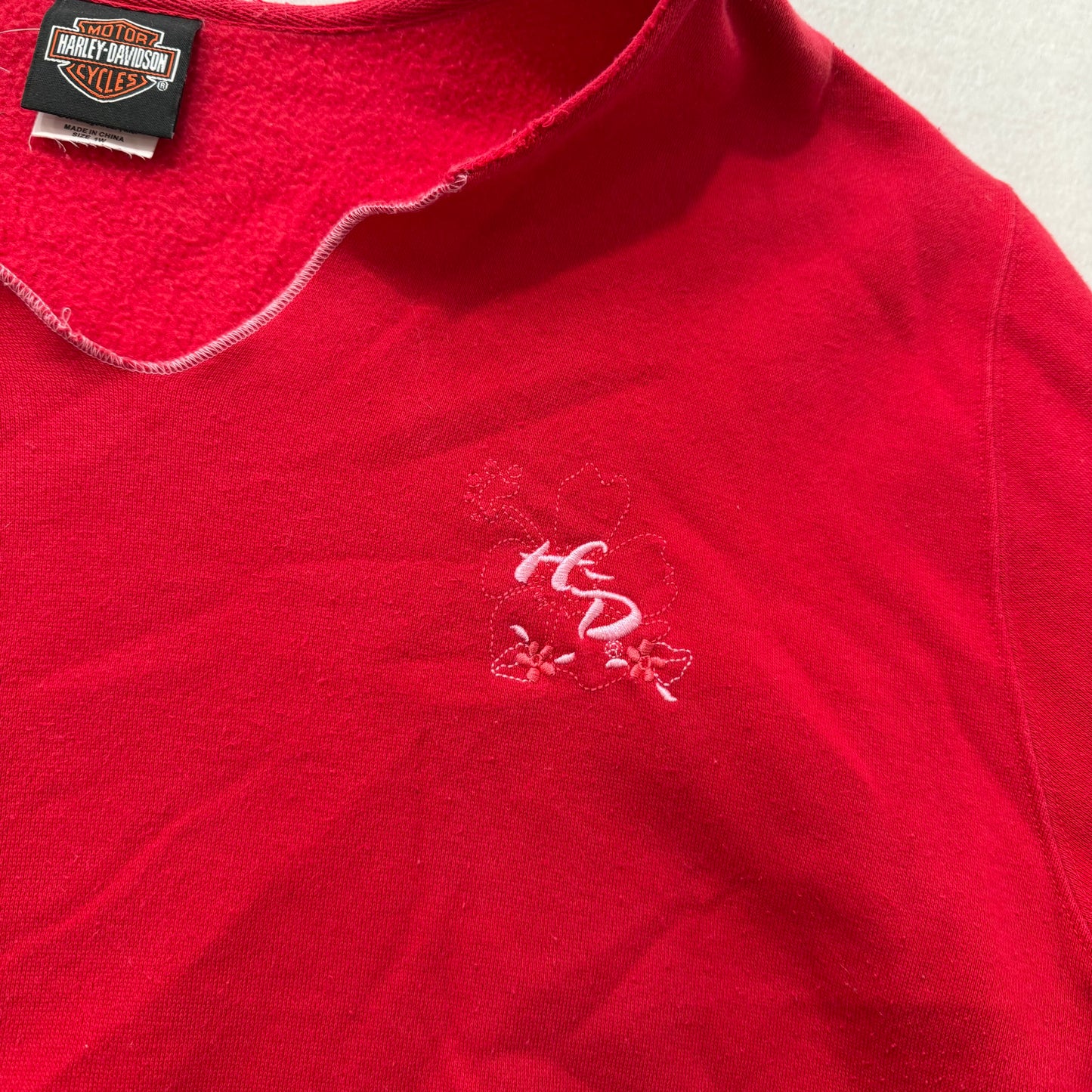 Harley-Davidson Women's Red Pullover Sweatshirt V-Neck Kangaroo Pocket Size 1W