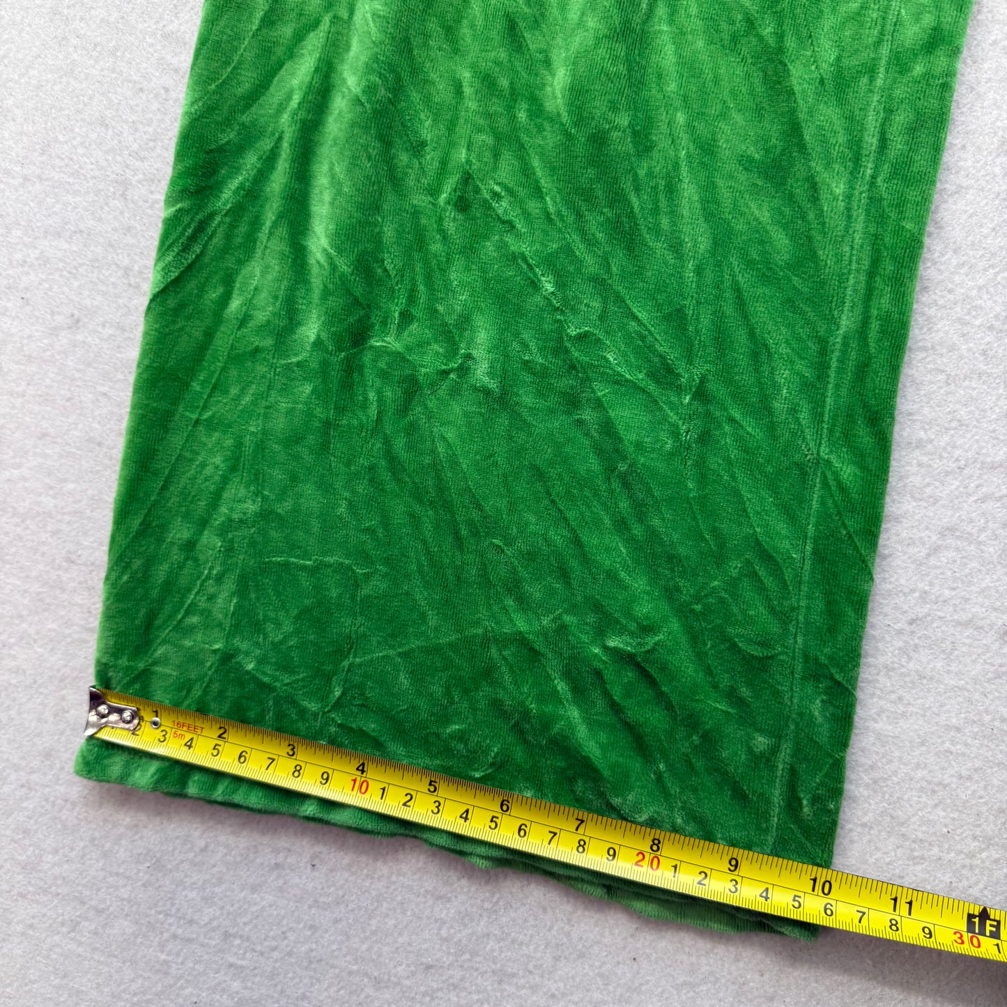 Vintage Juicy Couture Women Kelly Green Velour Flared Track Pant Low Rise Size L