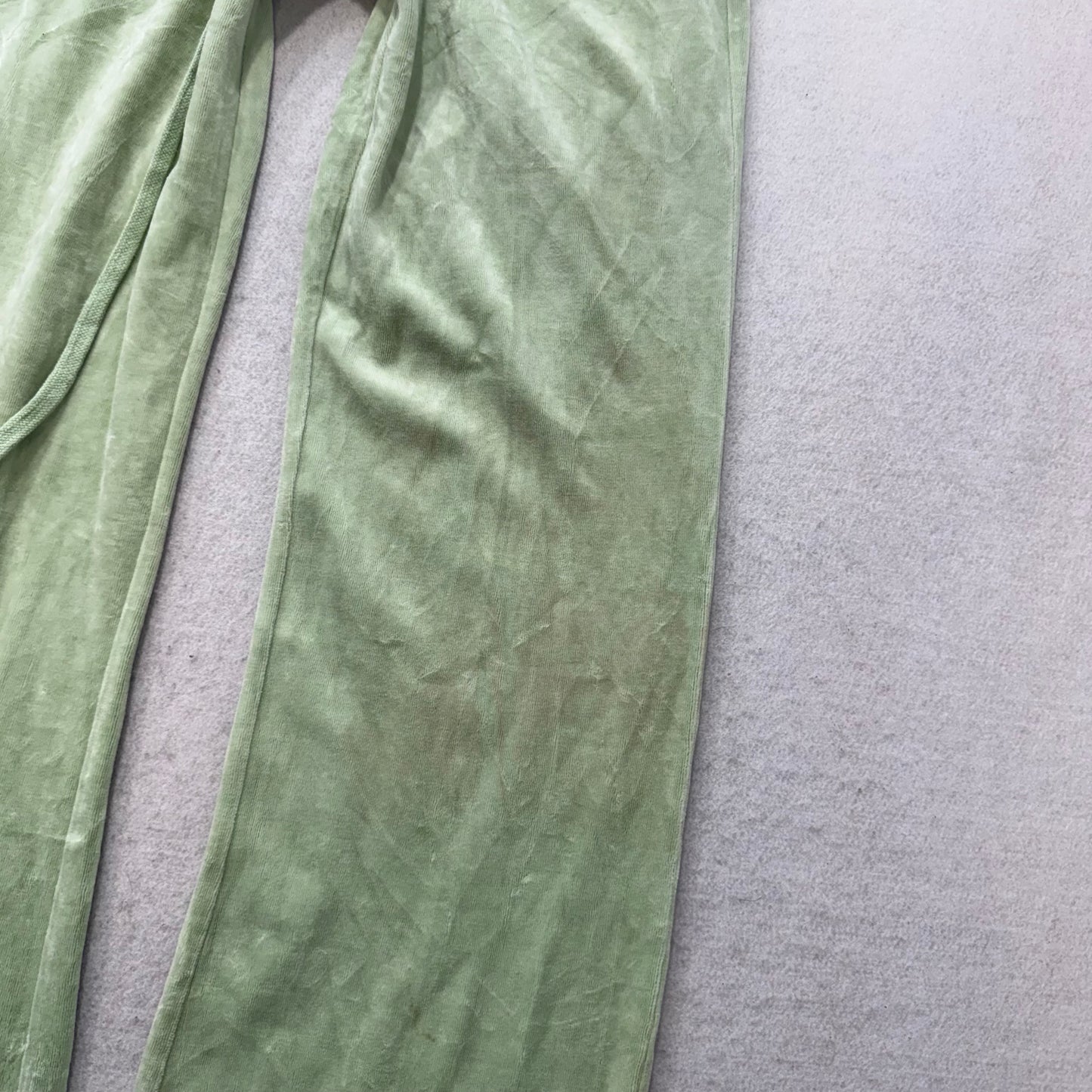 Vintage Juicy Couture Light Green Velour Flared Track Pant Drawstring Y2k Size L