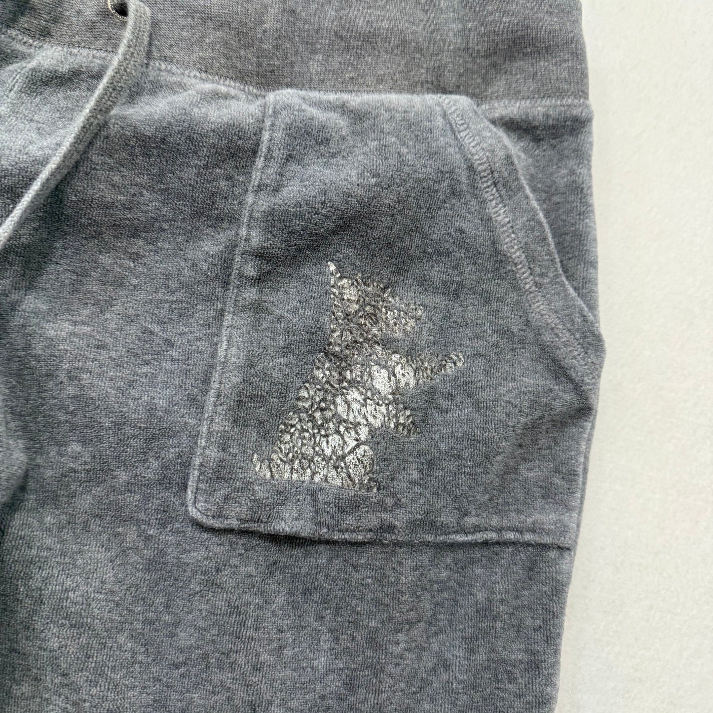 Juicy Couture Women's Gray Velour Flared Track Pants Pockets Loungewear Size S
