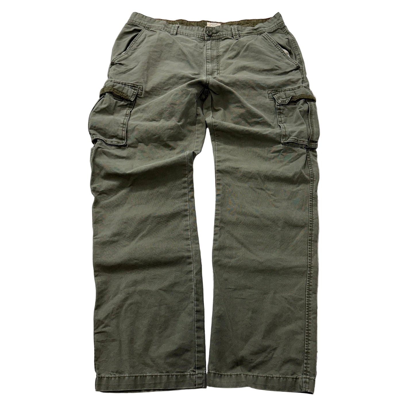 St. John's Bay Men's Olive Green Canvas Cargo Pants Pockets Classic Size 38x34
