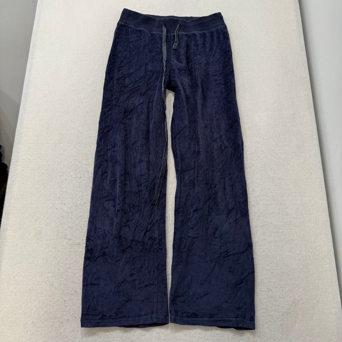 Juicy Couture Navy Blue Velour Tracksuit Set Zip Up Hoodie & Flared Pant Size S