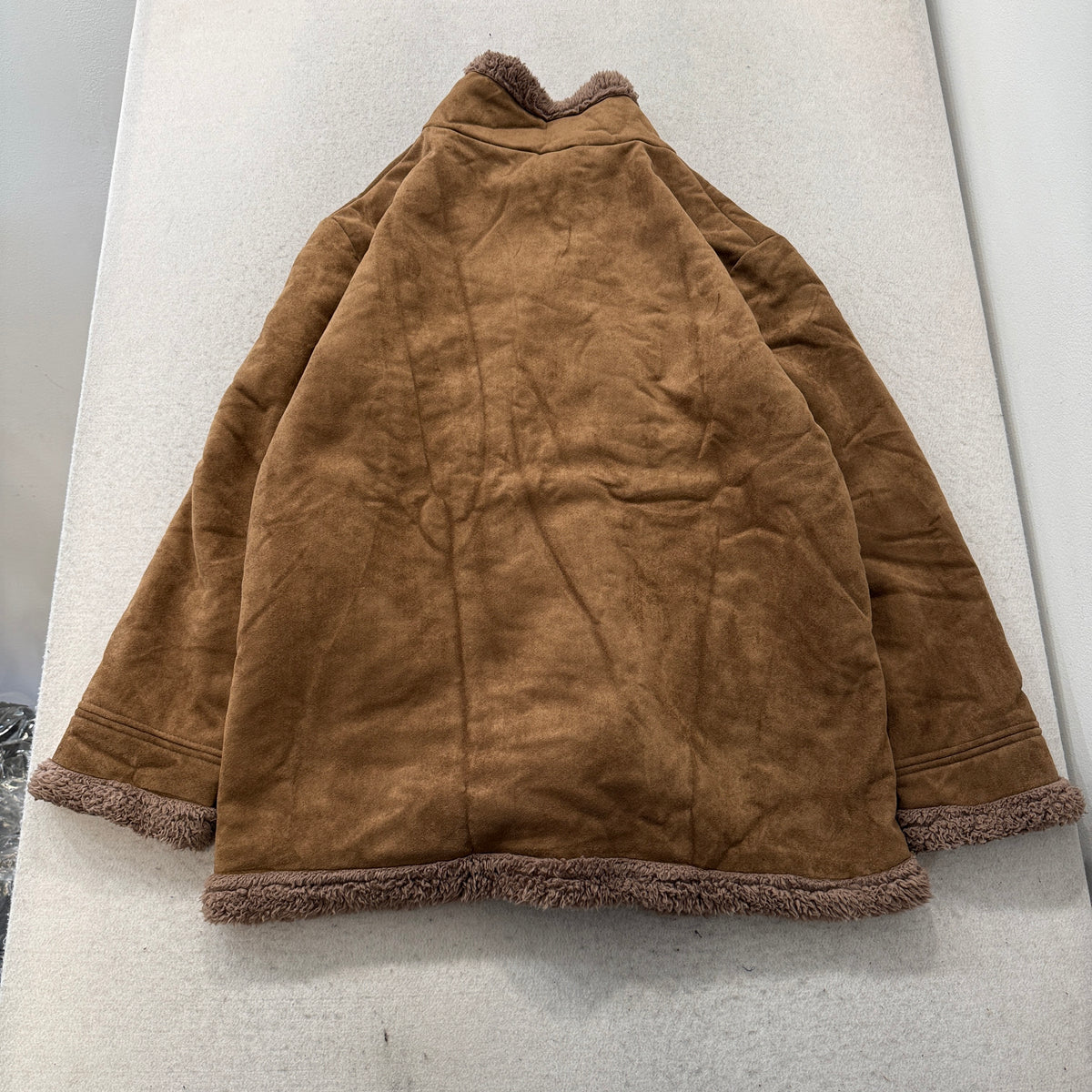 Unbranded Brown Faux Suede Sherpa Lined Coat Size XXL photo 2