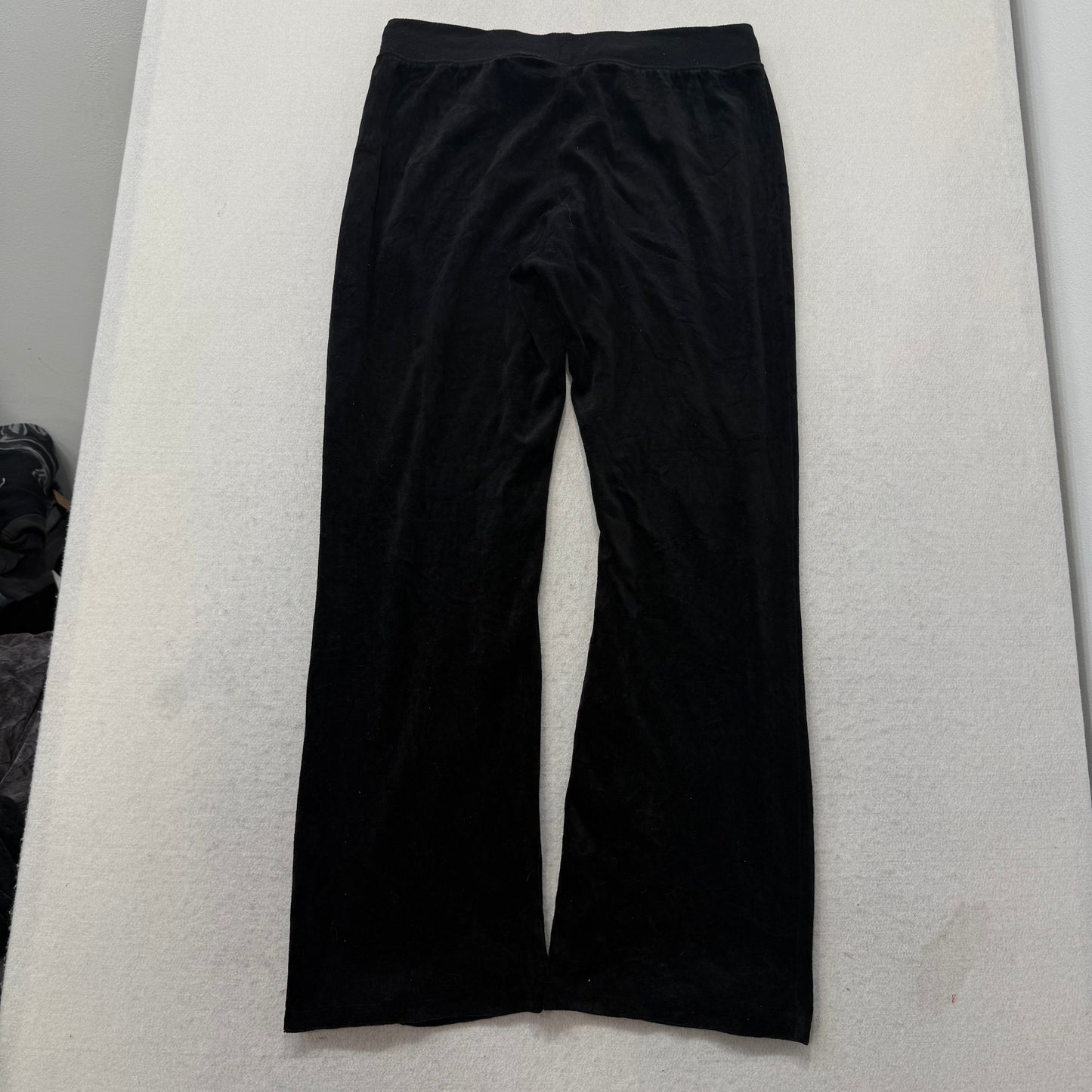 Juicy Couture Black Velour Tracksuit Set Zip Up Hoodie & Flared Pant Y2K Size S