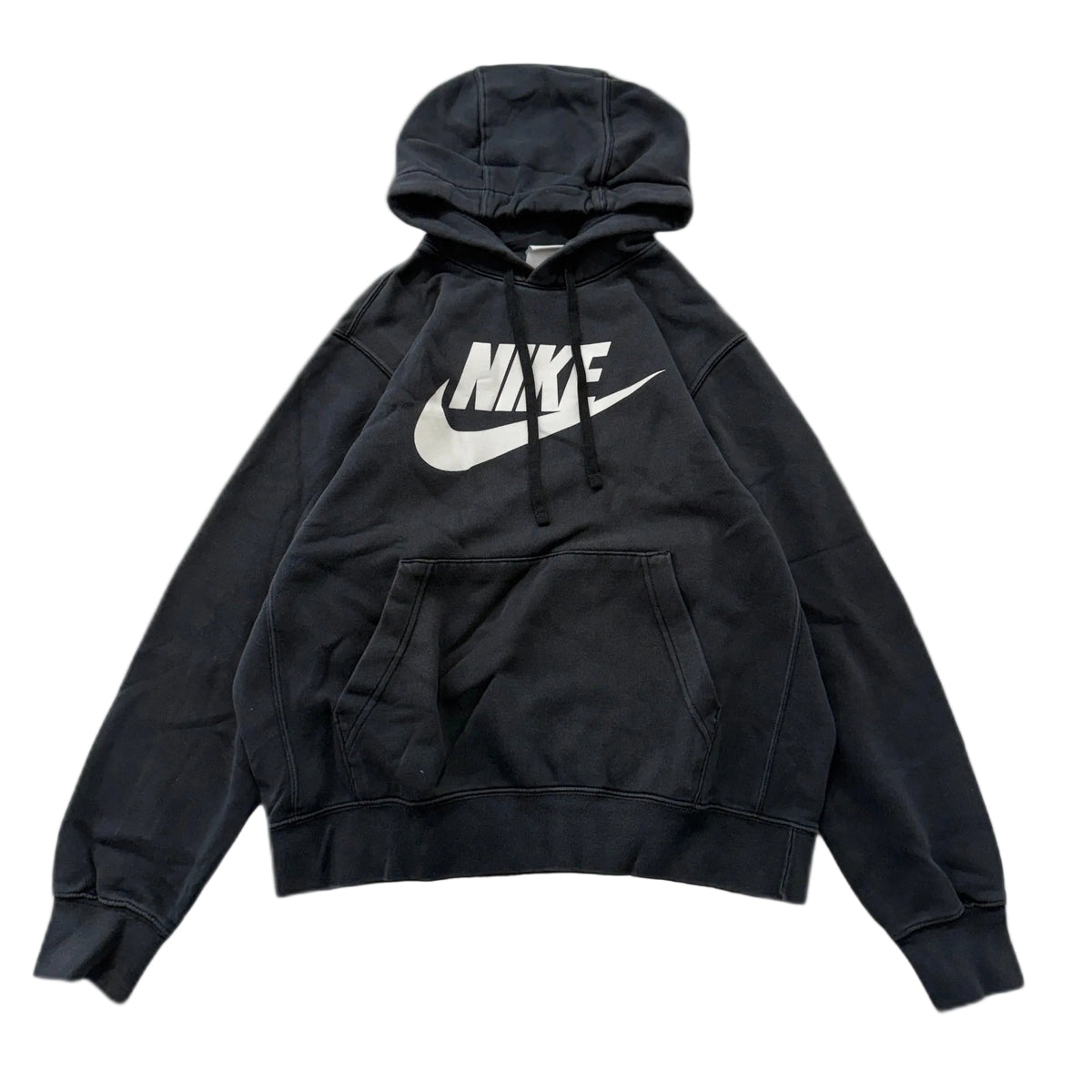 Nike Black Big Swoosh Logo Pullover Hoodie Size M photo 1