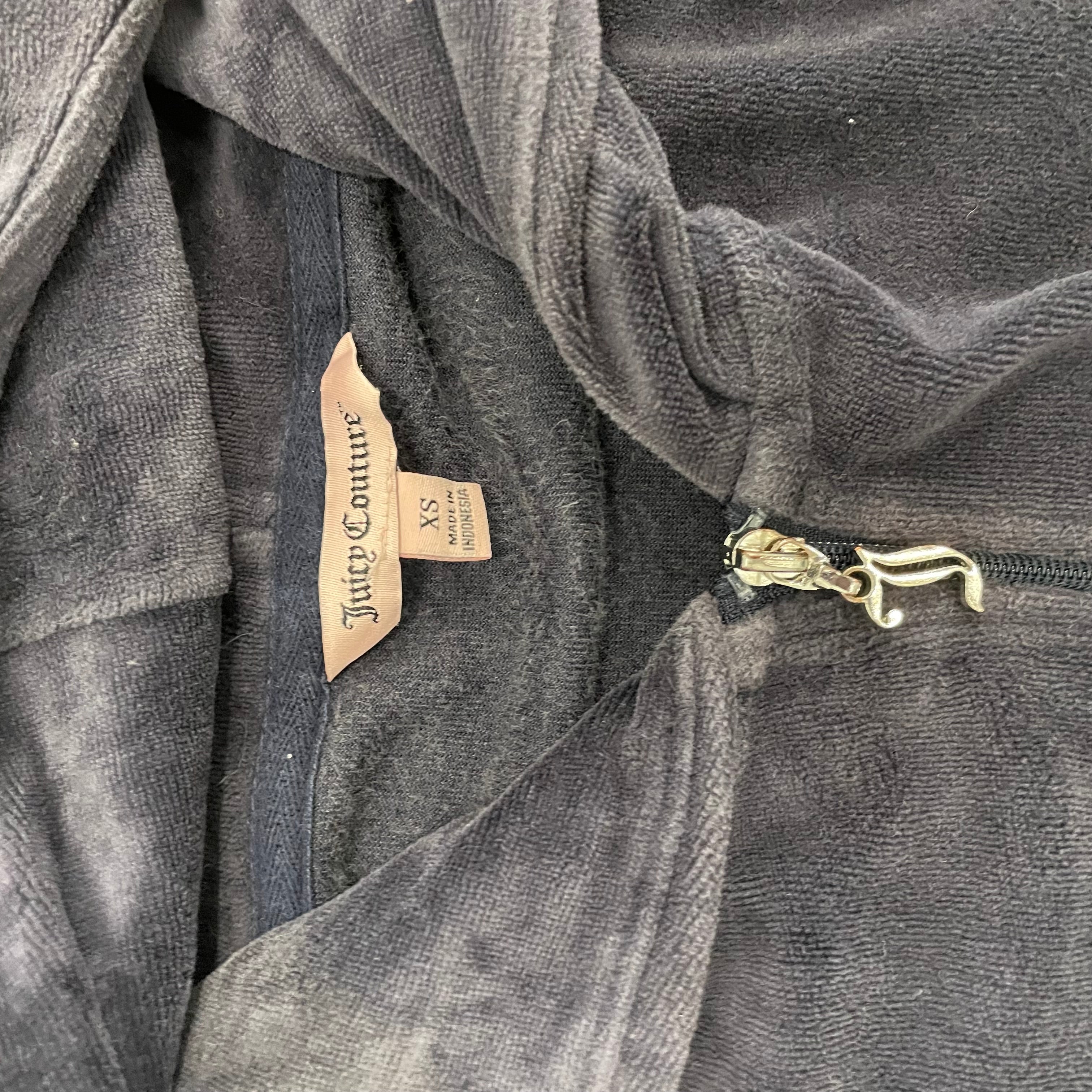 Vintage Juicy Couture back design velour navy zip up hoodie size XS