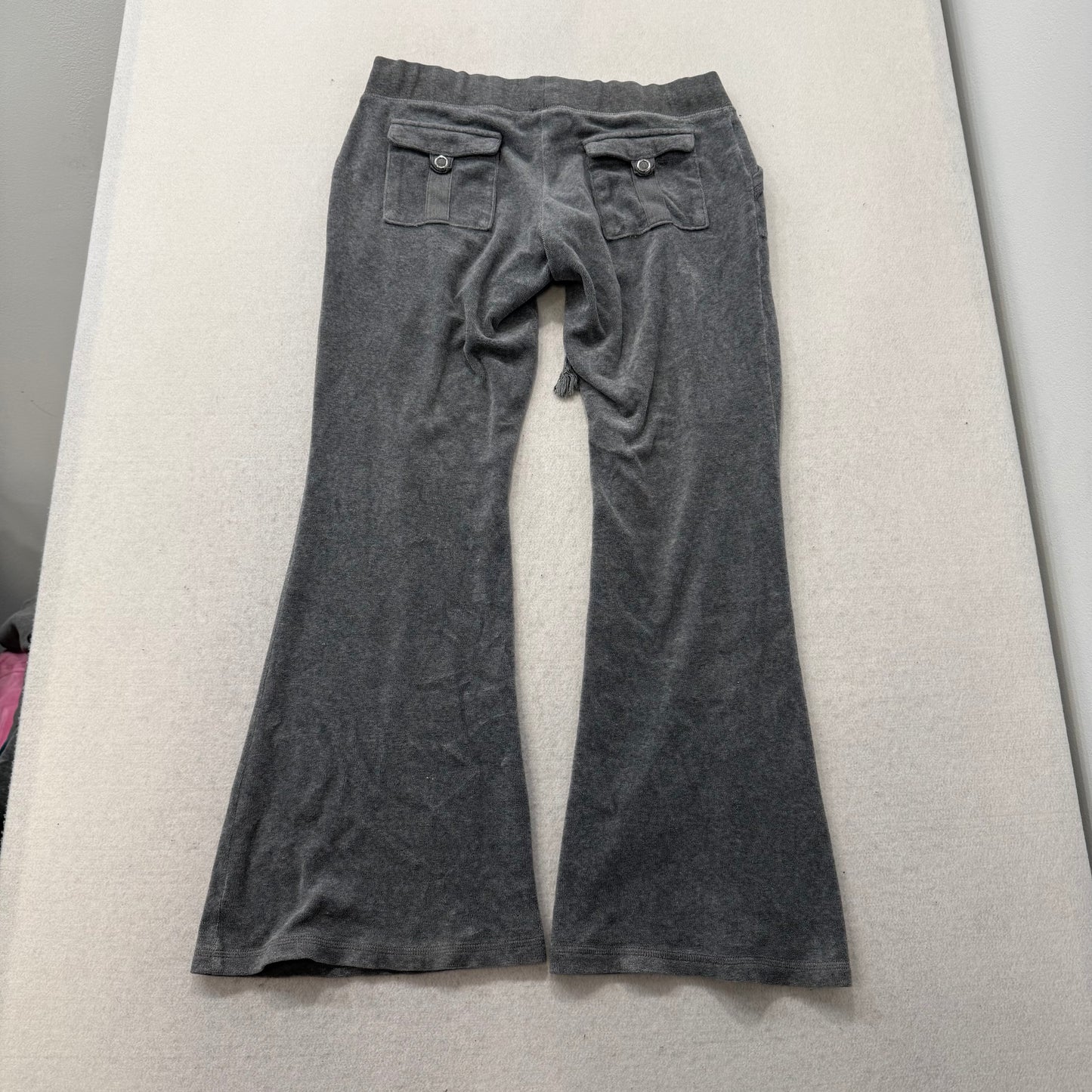 Juicy Couture Women's Gray Velour Flared Track Pants Pockets Loungewear Size S