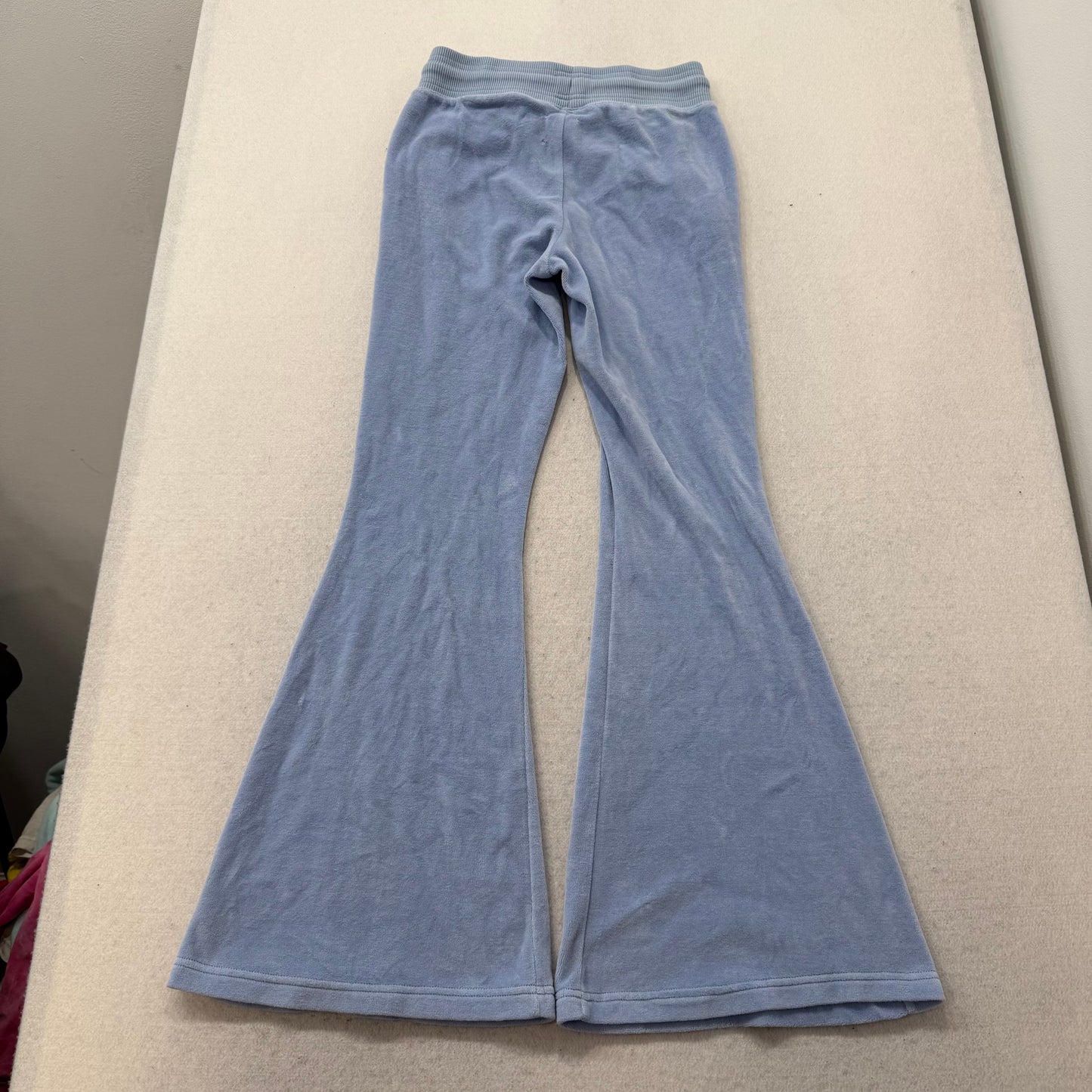 Vintage Juicy Couture Blue Velour Flare Track Pants Low Rise Loungewear Size S