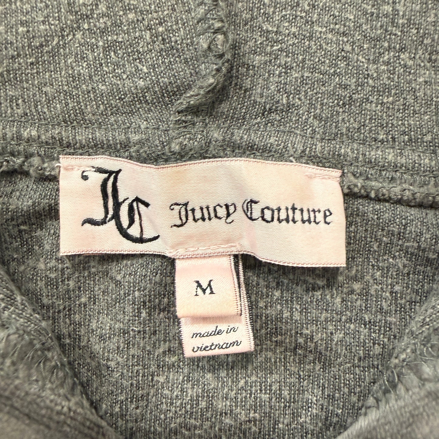 Juicy Couture Women's Charcoal Gray Velour Zip-Up Hoodie Loungewear Y2K Size M