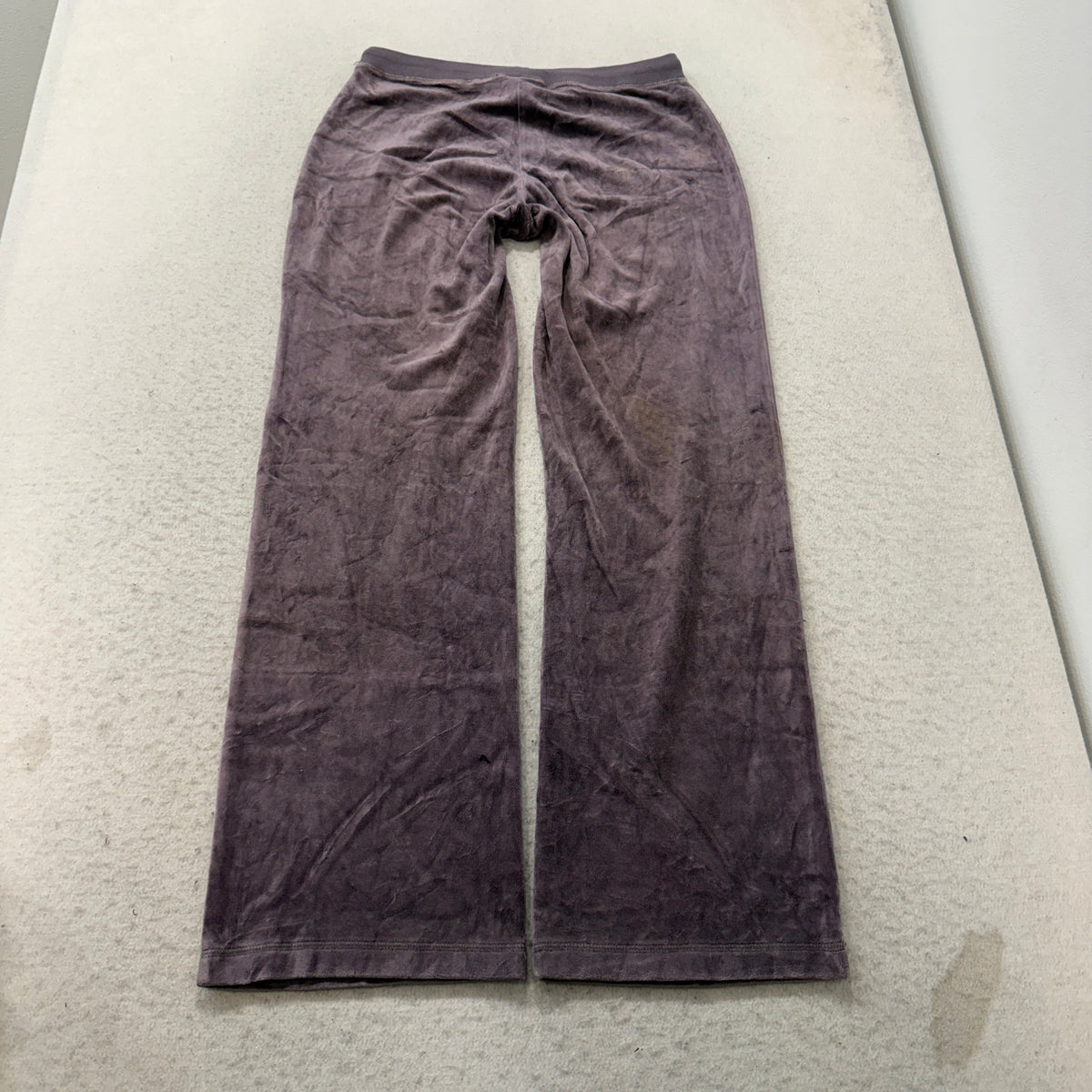 Vintage Juicy Couture Women's Dusty Purple Velour Flared Track Pants Logo Size S
