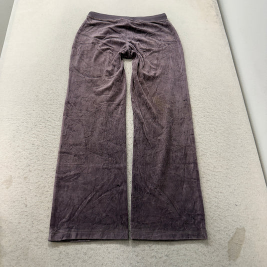 Vintage Juicy Couture Women's Dusty Purple Velour Flared Track Pants Logo Size S