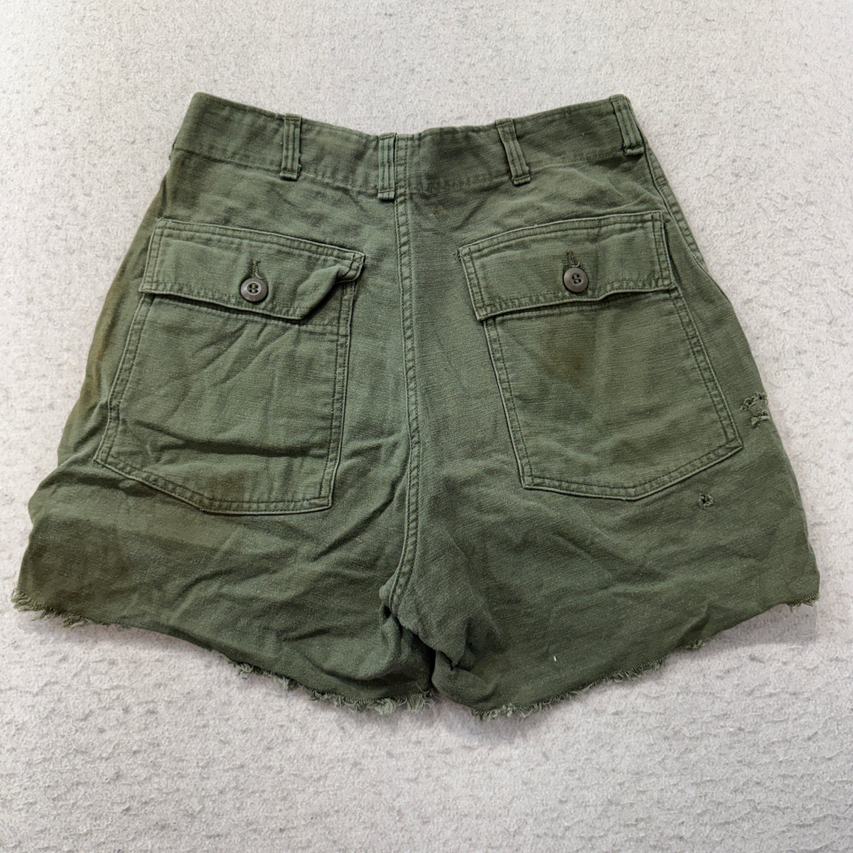 Vintage Military Olive Green Cutoff Utility Shorts Size S photo 2
