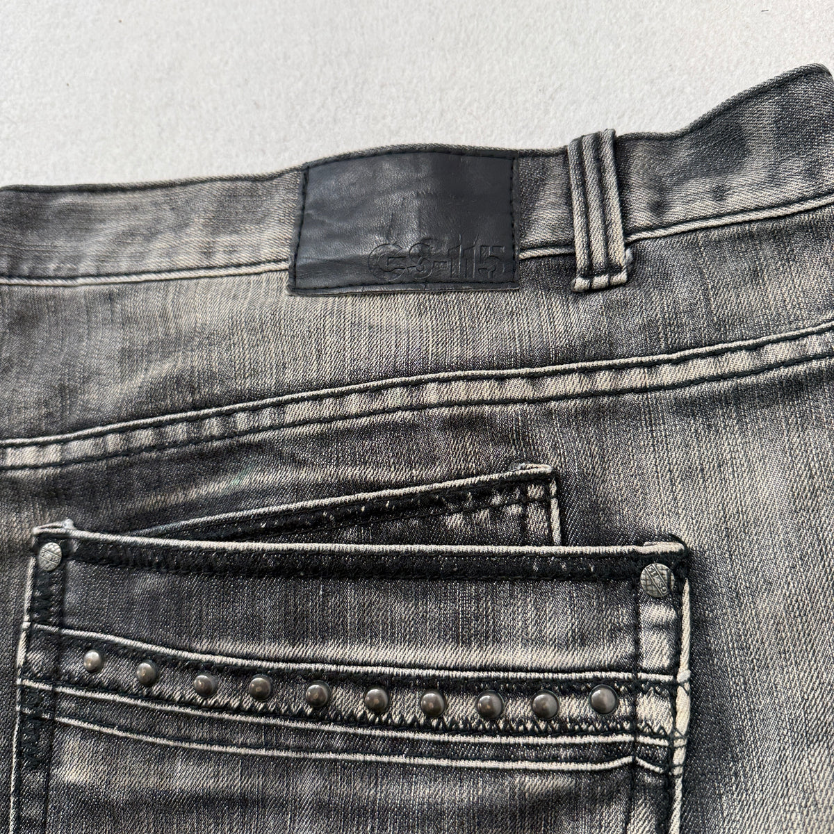 GS-115 Grey Acid Wash Denim Shorts Size 50 photo 7