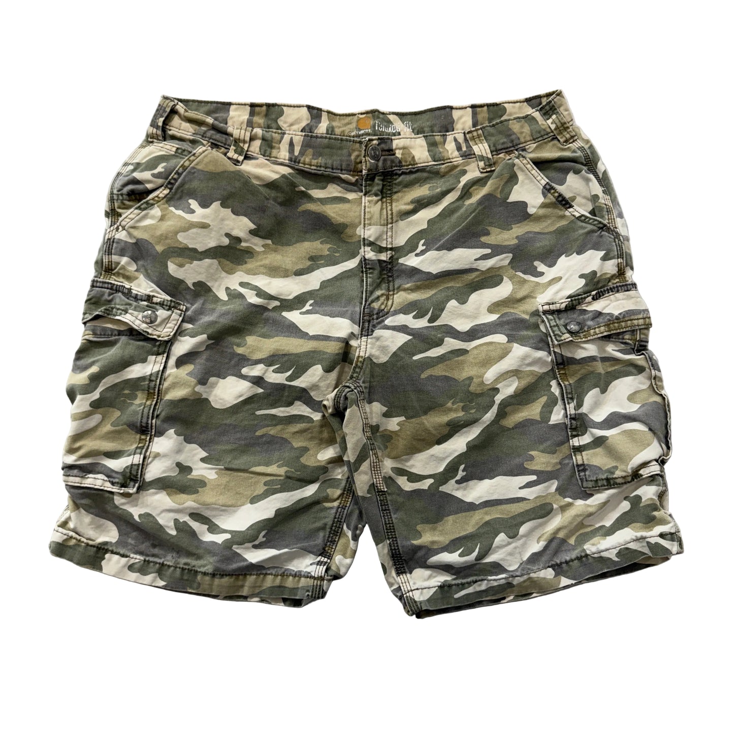 Carhartt Relaxed Fit Men's Camo Cargo Shorts Dual-Flapped Utility Pockets - W38