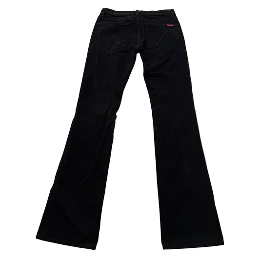 Guess Jeans Women's Solid Black Denim Bootcut Jeans Y2K Fashion Logo Size 26