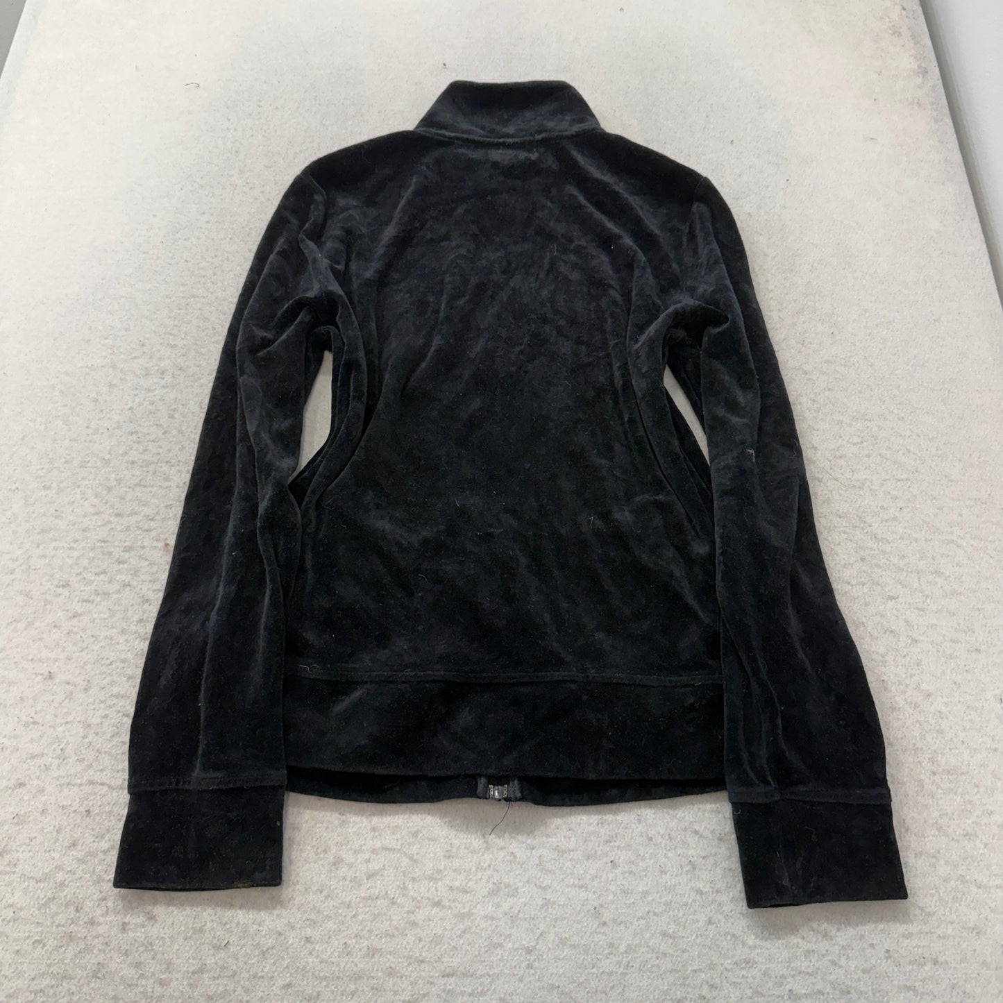 Ralph Lauren Active Women's Black Velour Zip-Up Track Jacket Gold Crest Logo - L