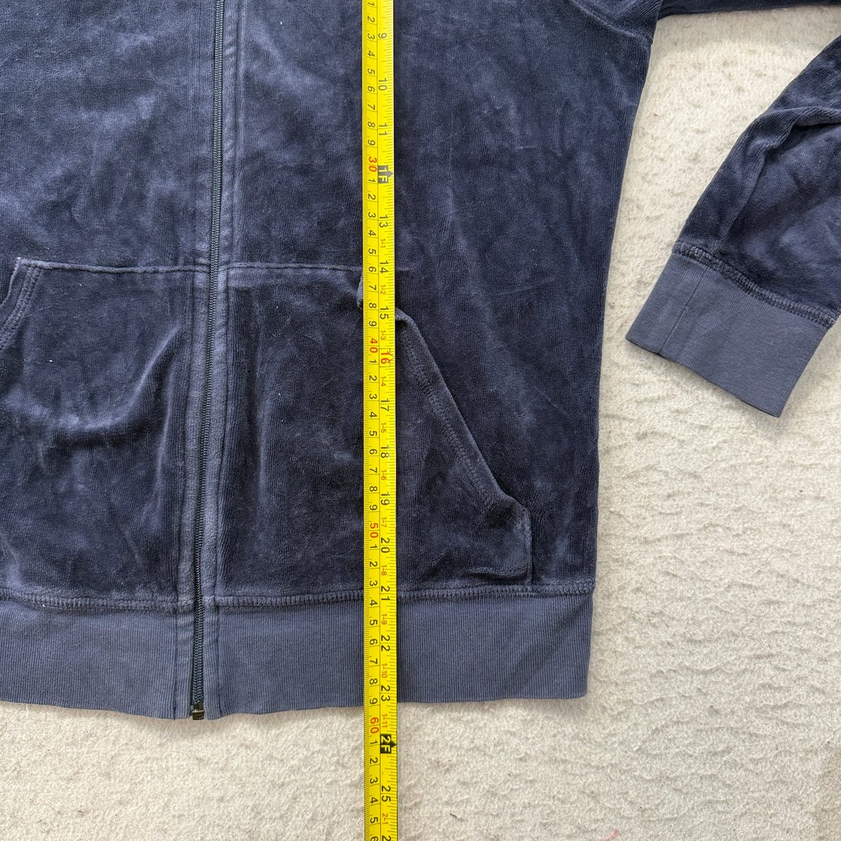 2003 Vintage Juicy Couture Women's Navy Velour Zip-Up Track Jacket Y2K Size XL