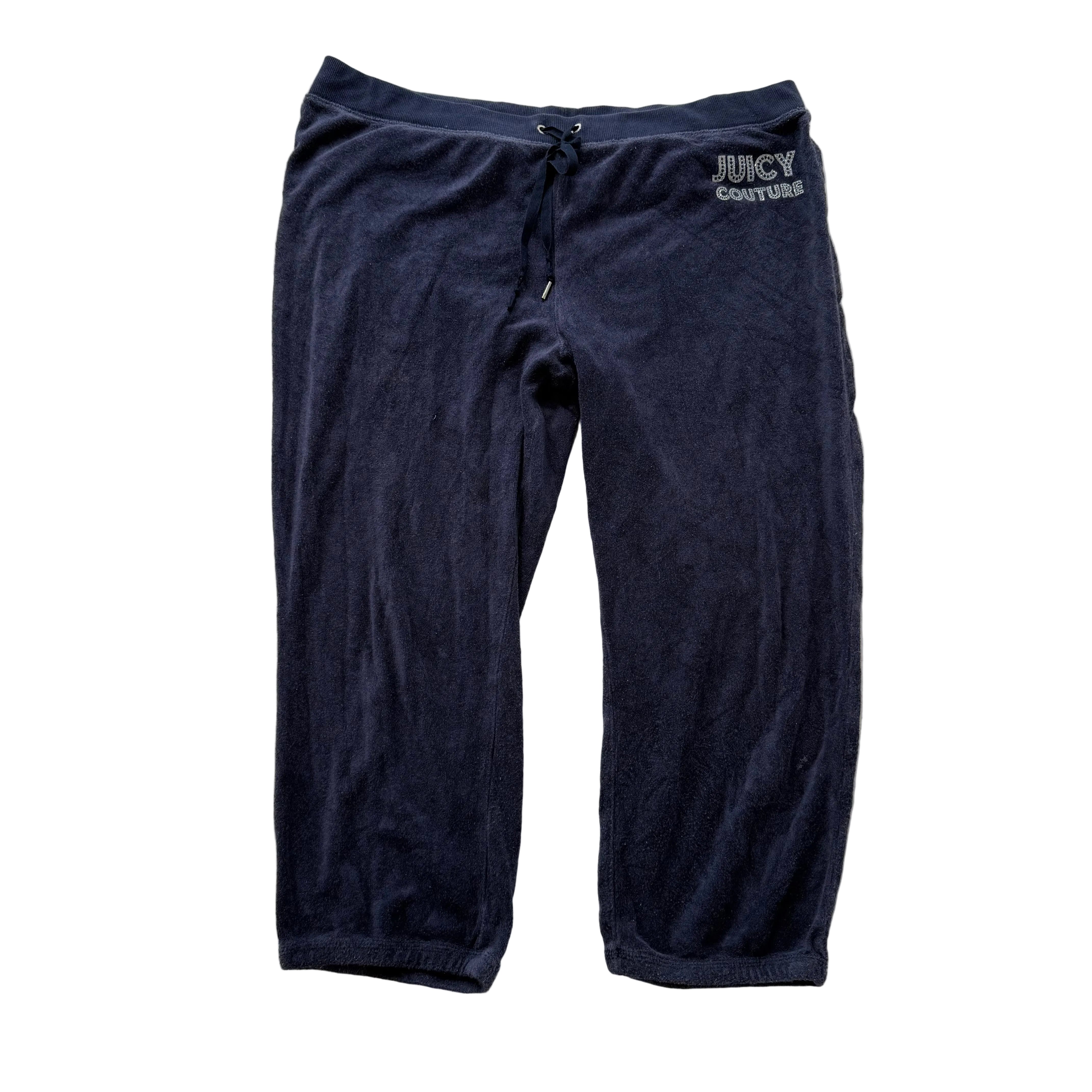 Juicy Couture Women's Navy Blue Terrycloth Cropped Capri Pant Loungewear Size XL