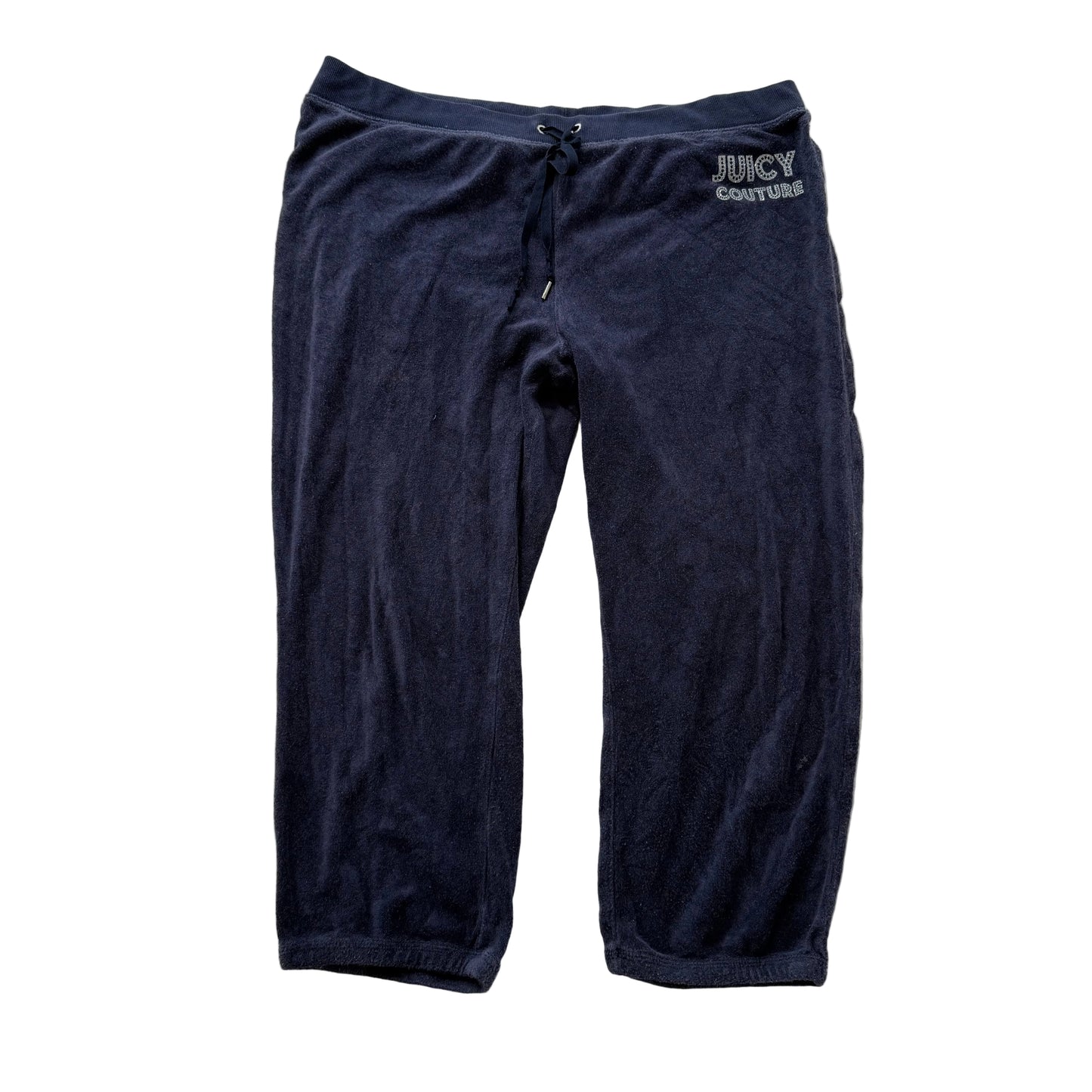 Juicy Couture Women's Navy Blue Terrycloth Cropped Capri Pant Loungewear Size XL