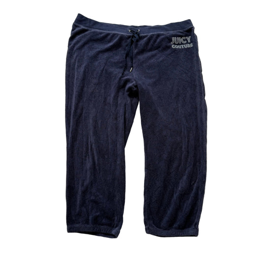 Juicy Couture Women's Navy Blue Terrycloth Cropped Capri Pant Loungewear Size XL