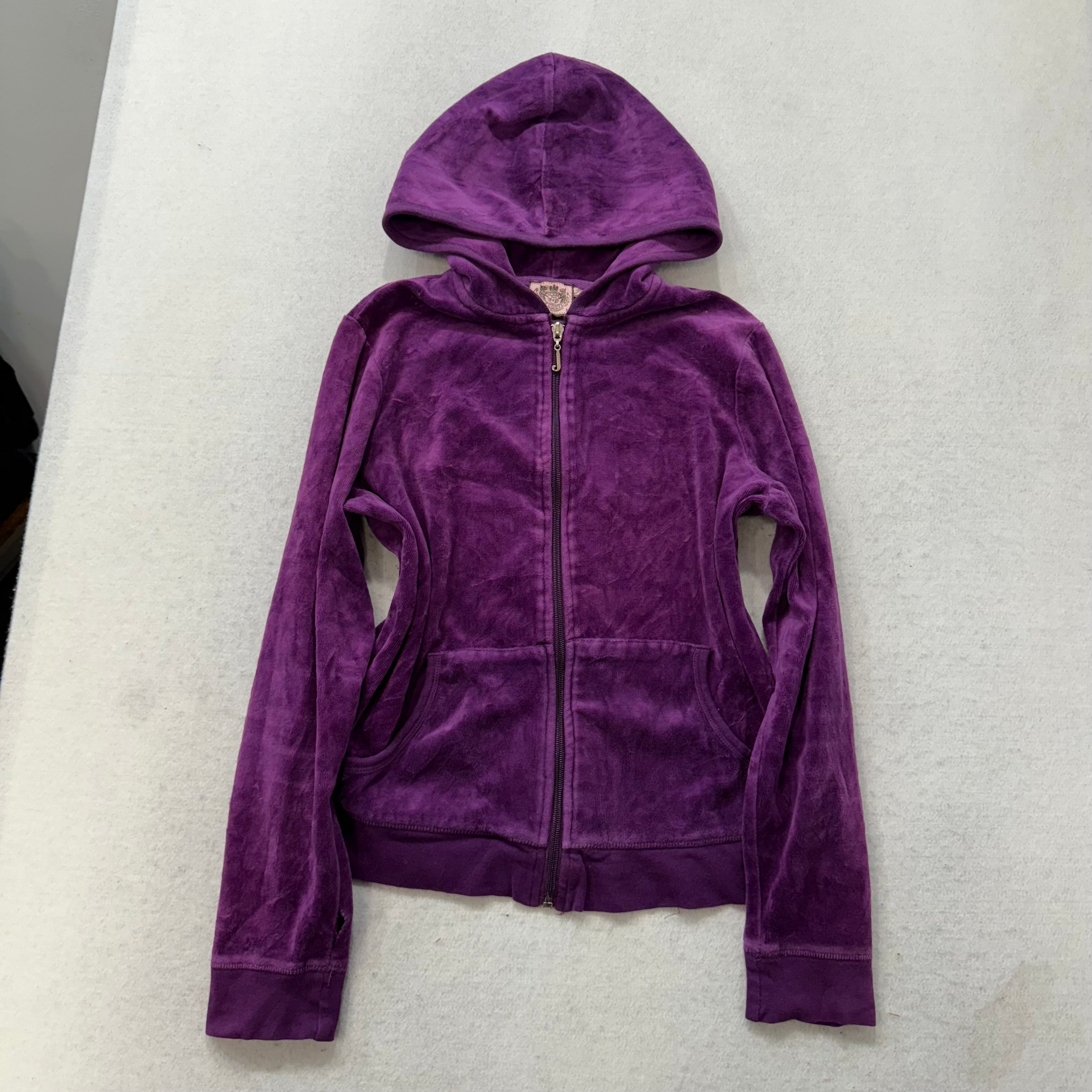 Juicy Couture Plum Velour Tracksuit Set Zip Up Hoodie & Flared Pants Y2K Size S